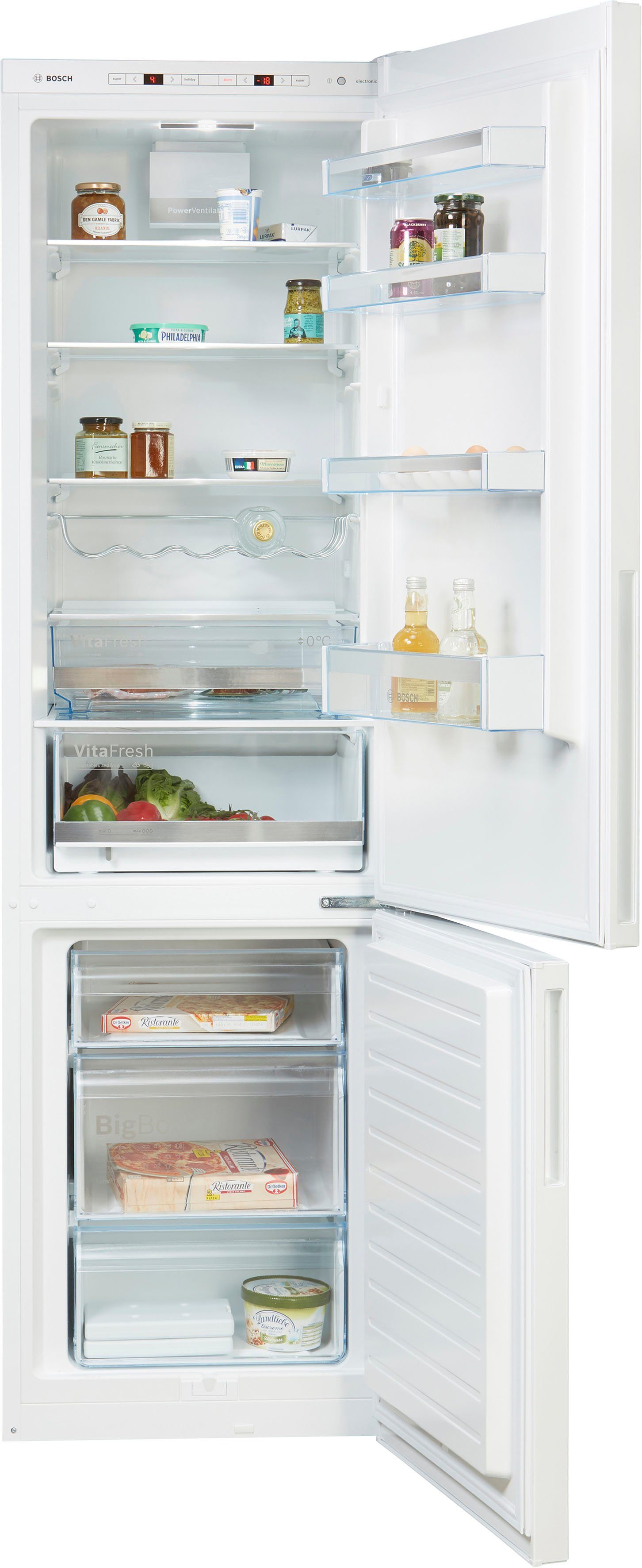 BOSCH Kühl-/Gefrierkombination Serie 6 KGE39AWCA, 201 cm hoch, 60 cm breit