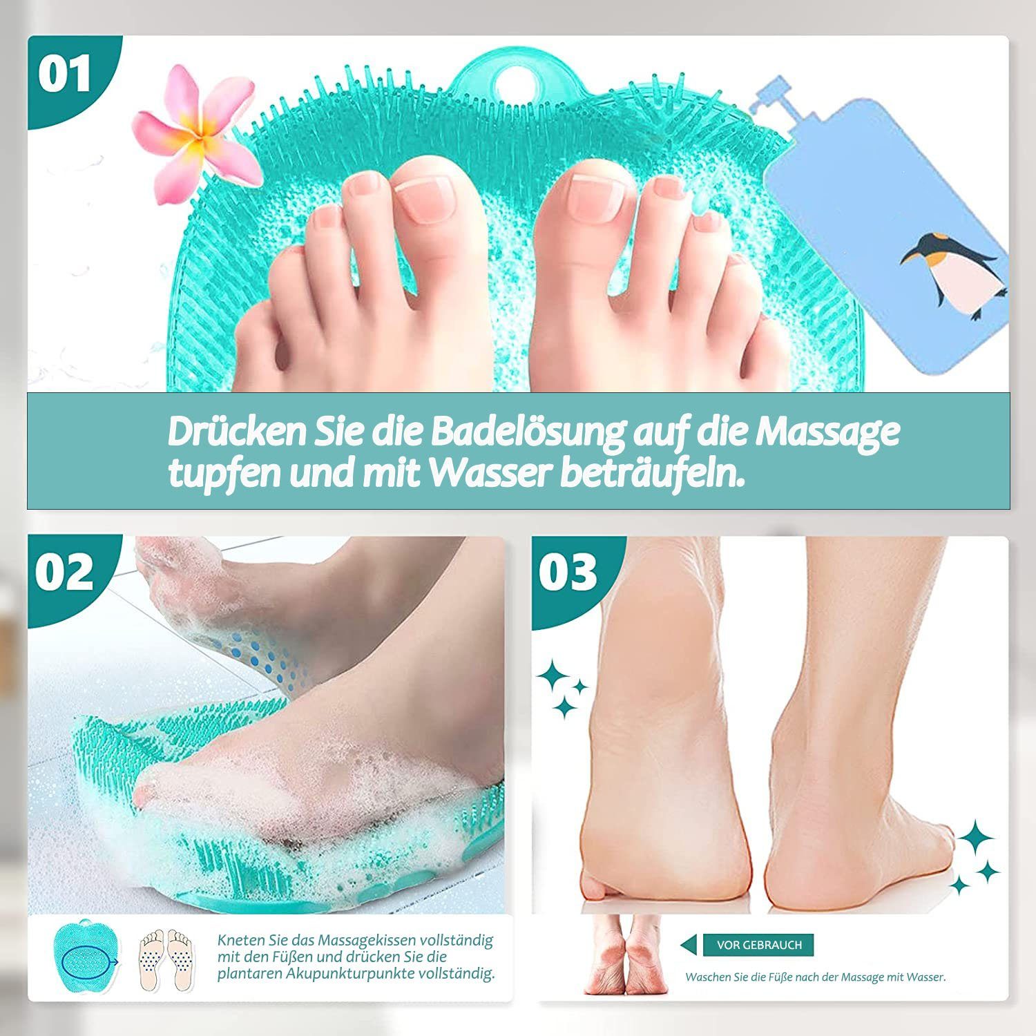 zggzerg Fußbürste Fußbürste Dusche Silikon, Duschfußwäscher Massagegerät