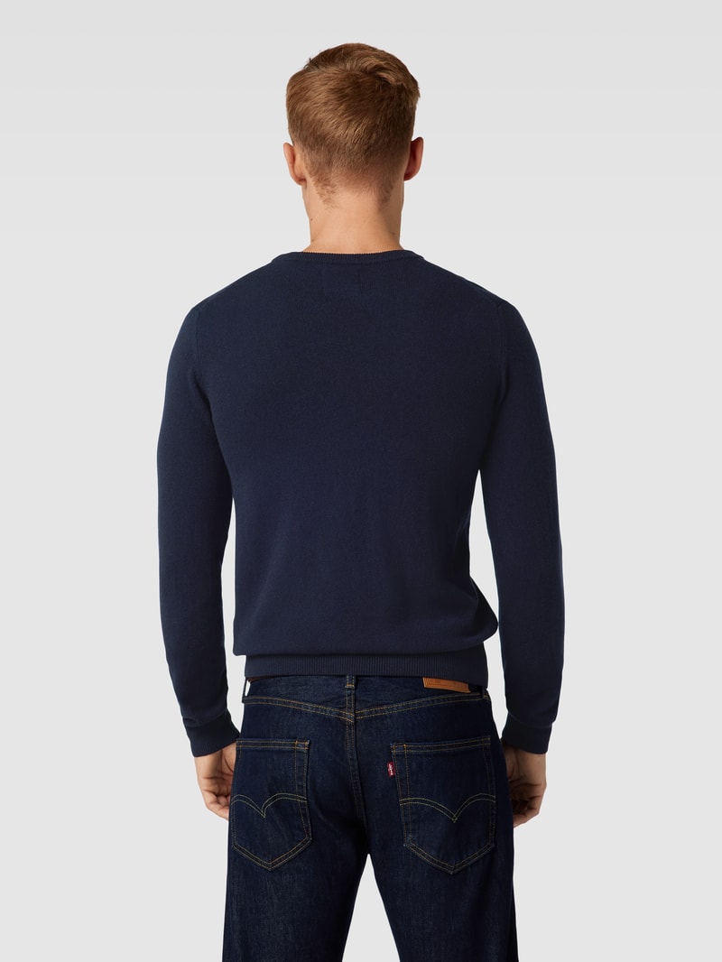 Strickpullover mit Label-Stitching in marineblau