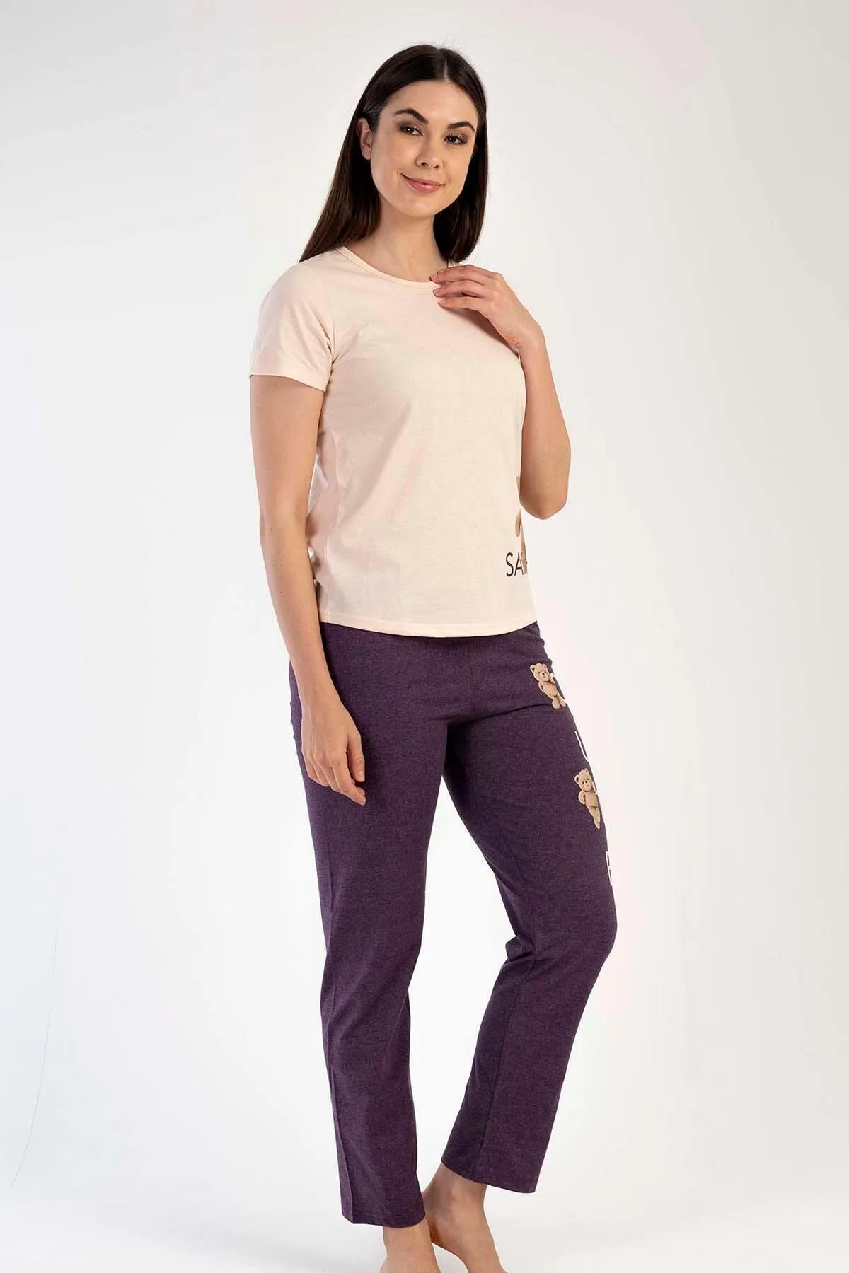 C&City  Kurzarm-Pyjama-Set Hellbraun-441052