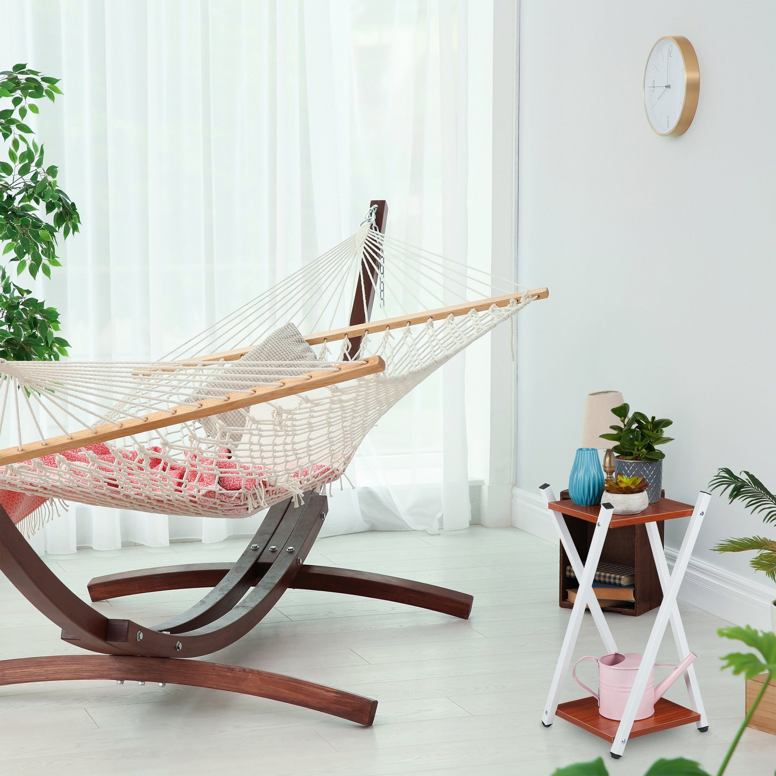relaxdays Blumenhocker Blumenständer mit 2 Etagen, Rotbraun