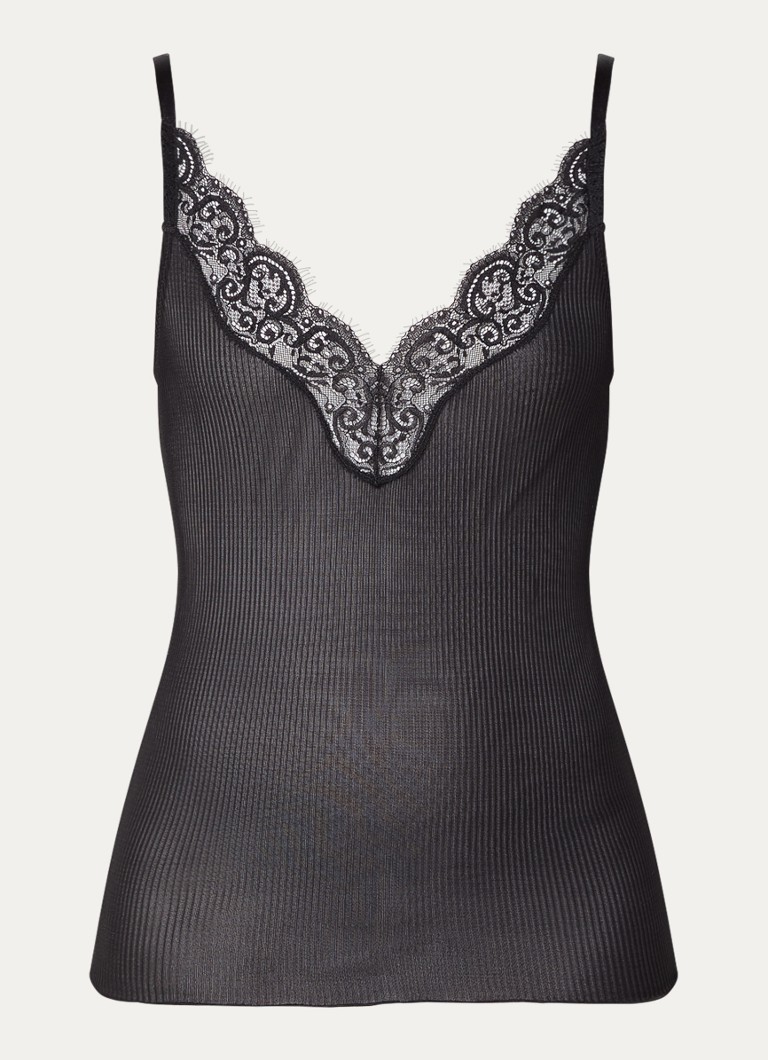 Μεταξωτό τοπ Saint Laurent με δαντελένιες λεπτομέρειες