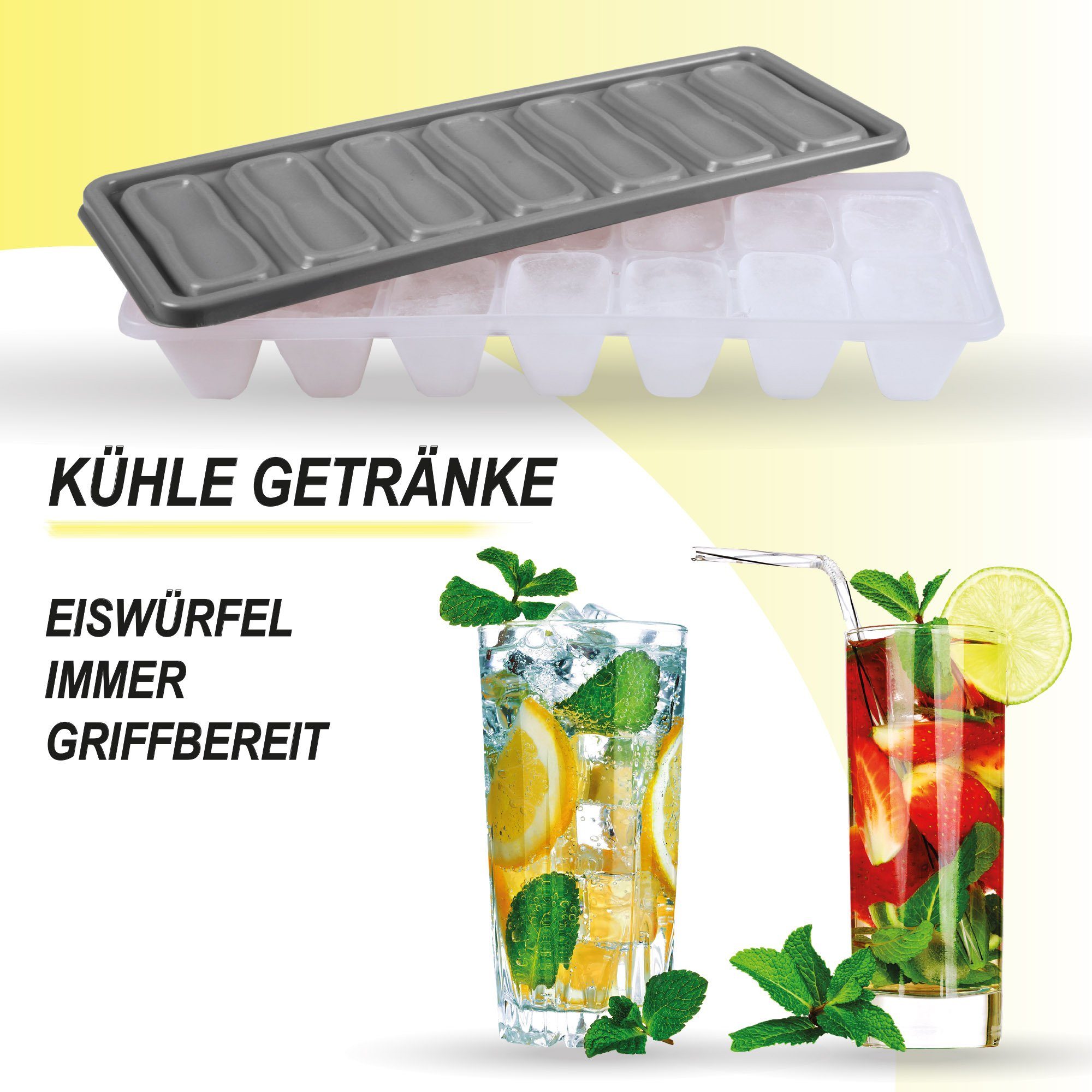 Bestlivings Frischhaltedose Vorratsdose Set, Eiswürfelform mit Deckel, Eiswürfelbox für Gefrierschrank, Cocktail, Whisky, Wasser, Limo