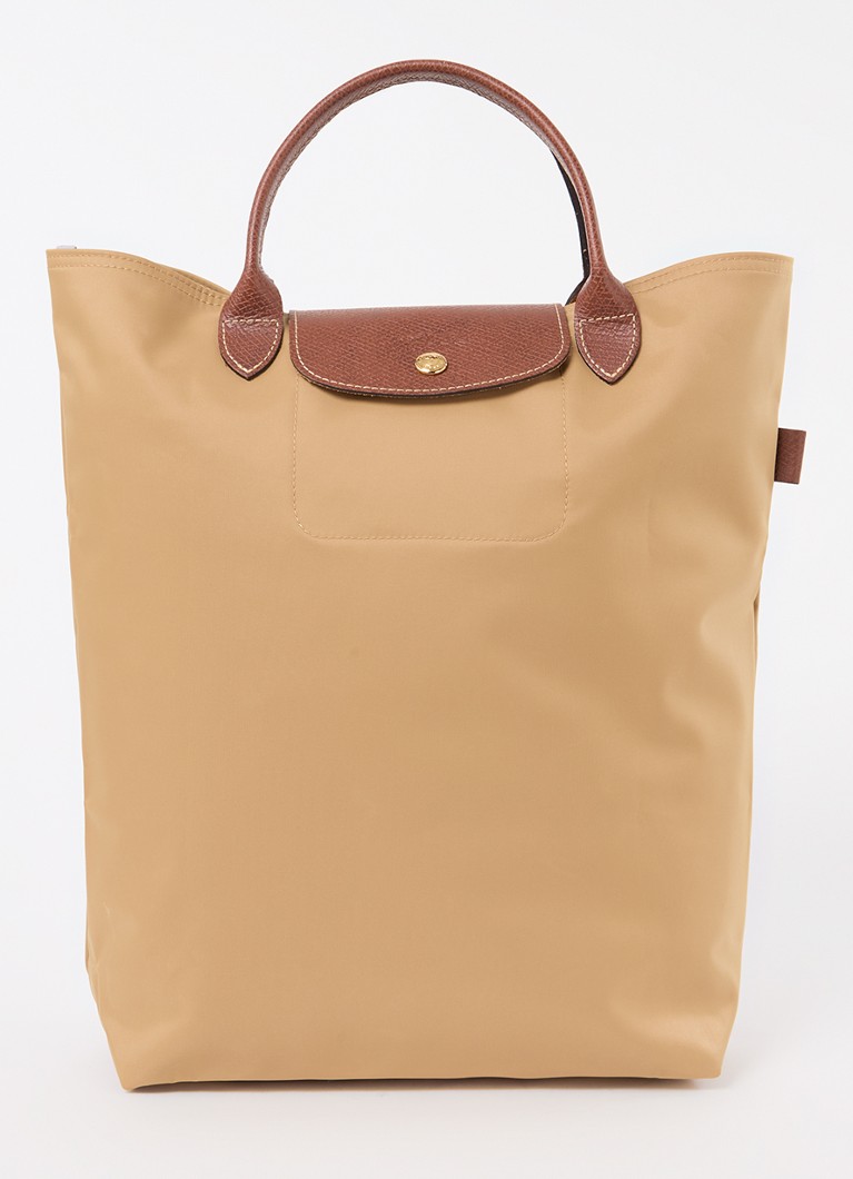 Geantă Longchamp Le Pliage Original, mărimea M, cu detalii din piele.