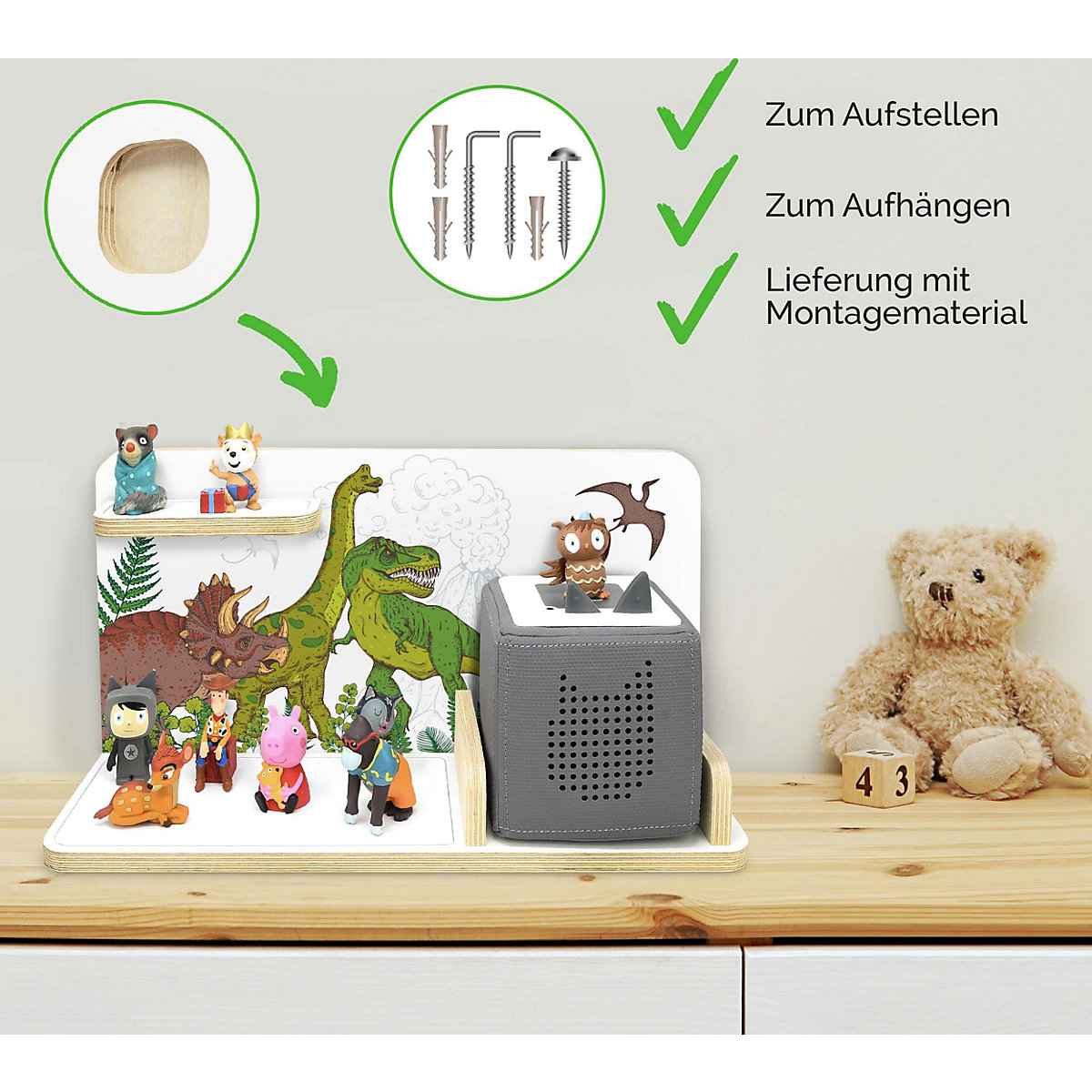 Regal für Musikbox Dinosaurier, klein - geeignet für Toniebox