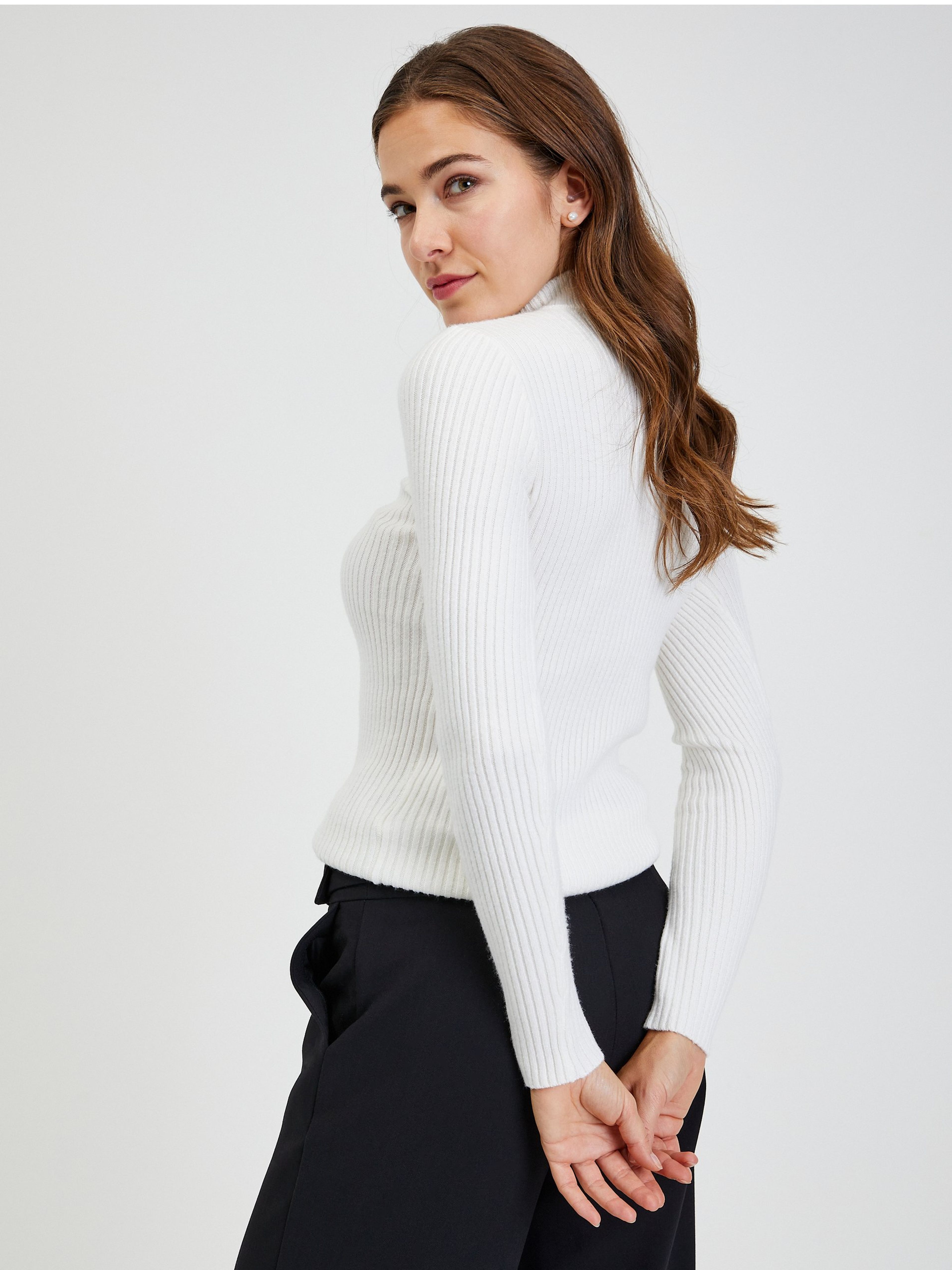 Weißer Damen Ripppullover ORSAY