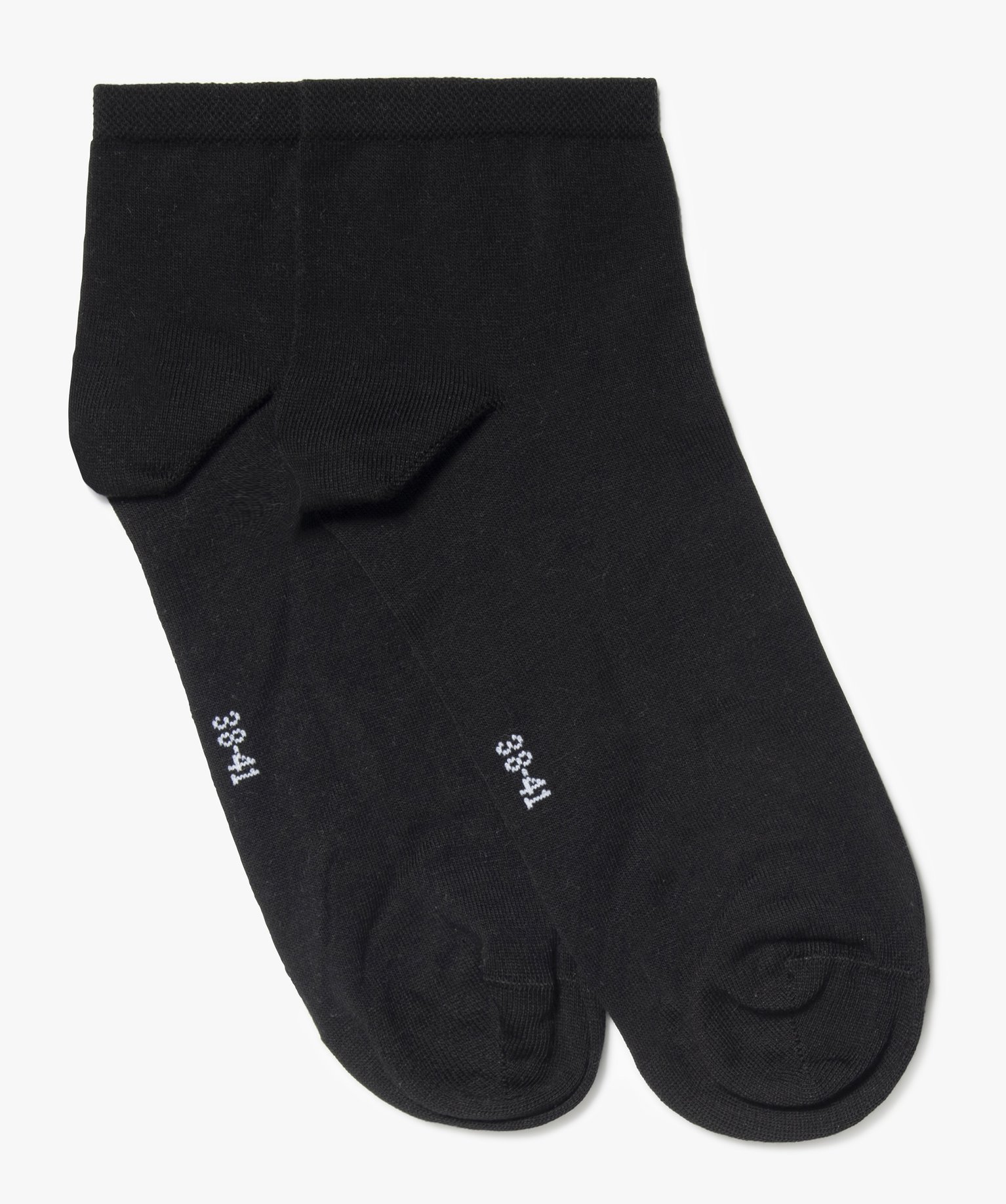Socquettes femme en maille fine (lot de 2) noir | GEMO