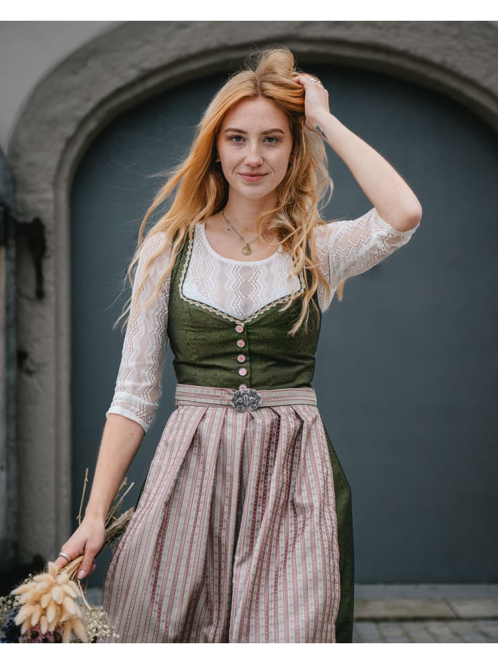 Edelnice Midi Dirndl Adele in grün, rosé günstig kaufen
