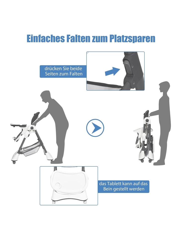 COSTWAY 4 in 1 Babyhochstuhl in Grau günstig kaufen 90 x 60 cm