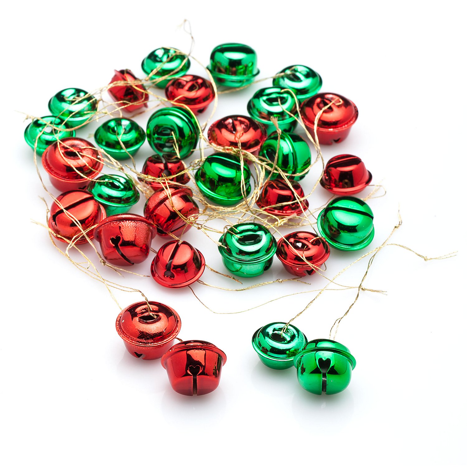 Schellen, rot-grün, 1,5 cm und 2 cm, 30 Stück