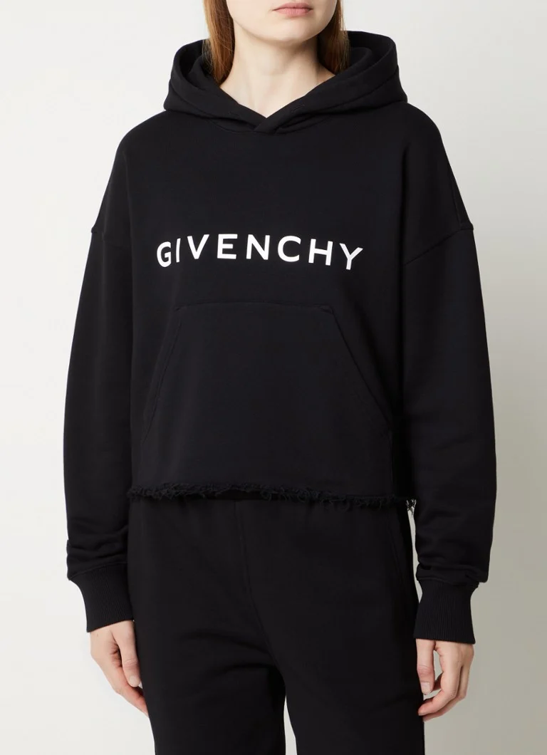 Felpa con cappuccio Givenchy con logo stampato e orlo sfrangiato
