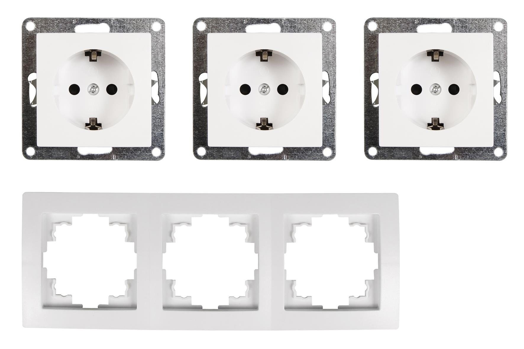 McPower Steckdose Steckdosen Set McPower Flair Beginner 3S 4-teilig, weiß
