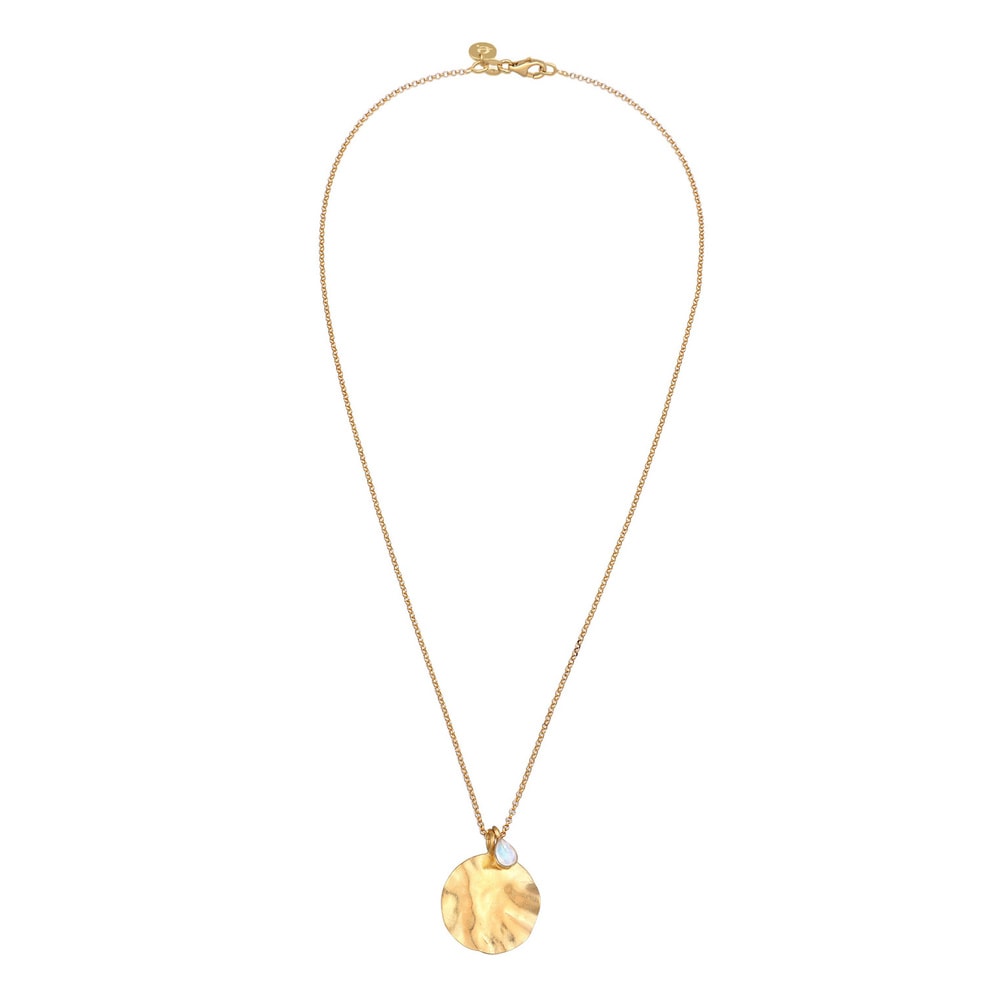 Elli PREMIUM Elli PREMIUM Collier Pendentif Monnaie pour Femmes Design Organique avec pierre d collier