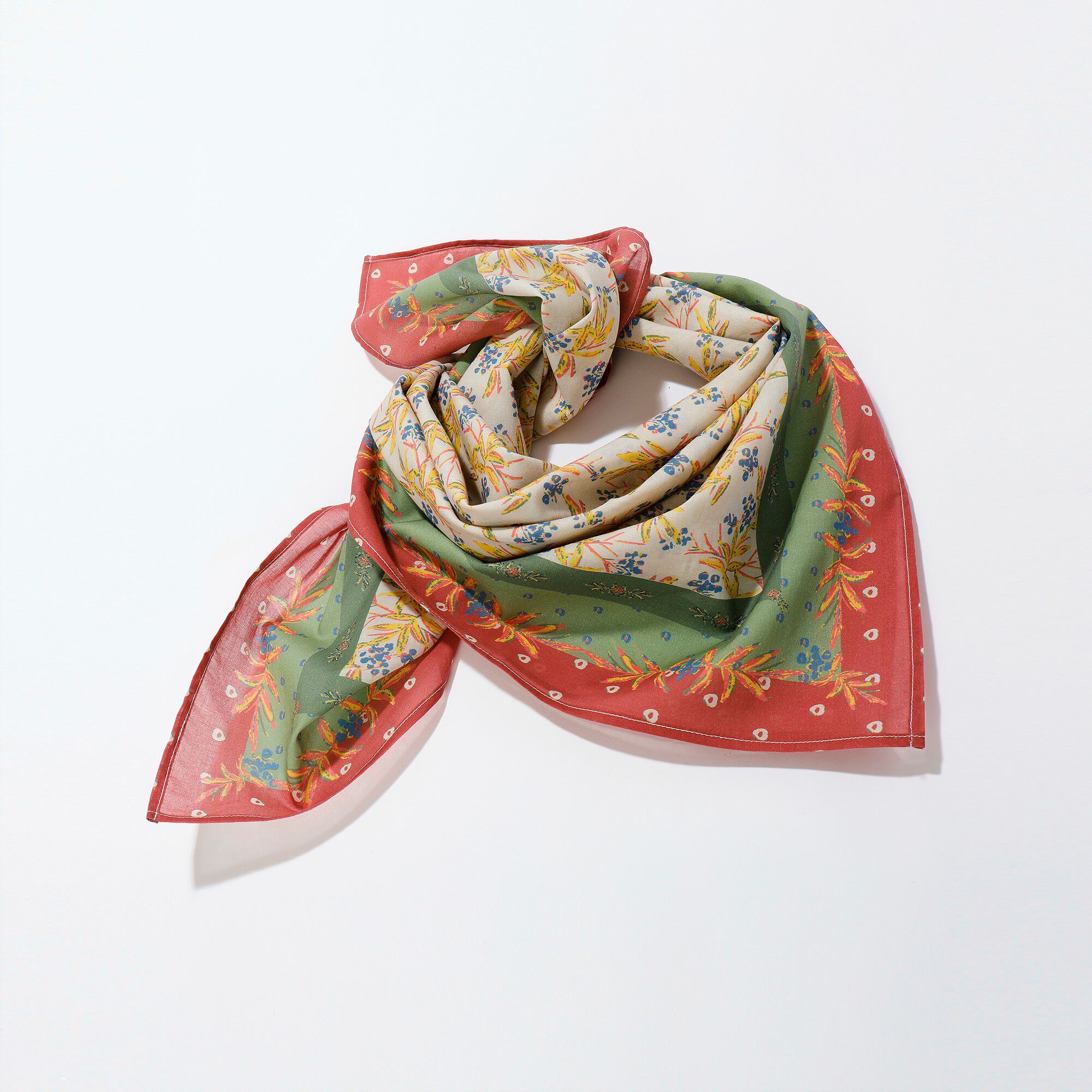 Foulard fabriqué en France imprimé fleurs, 100 x 100 cm