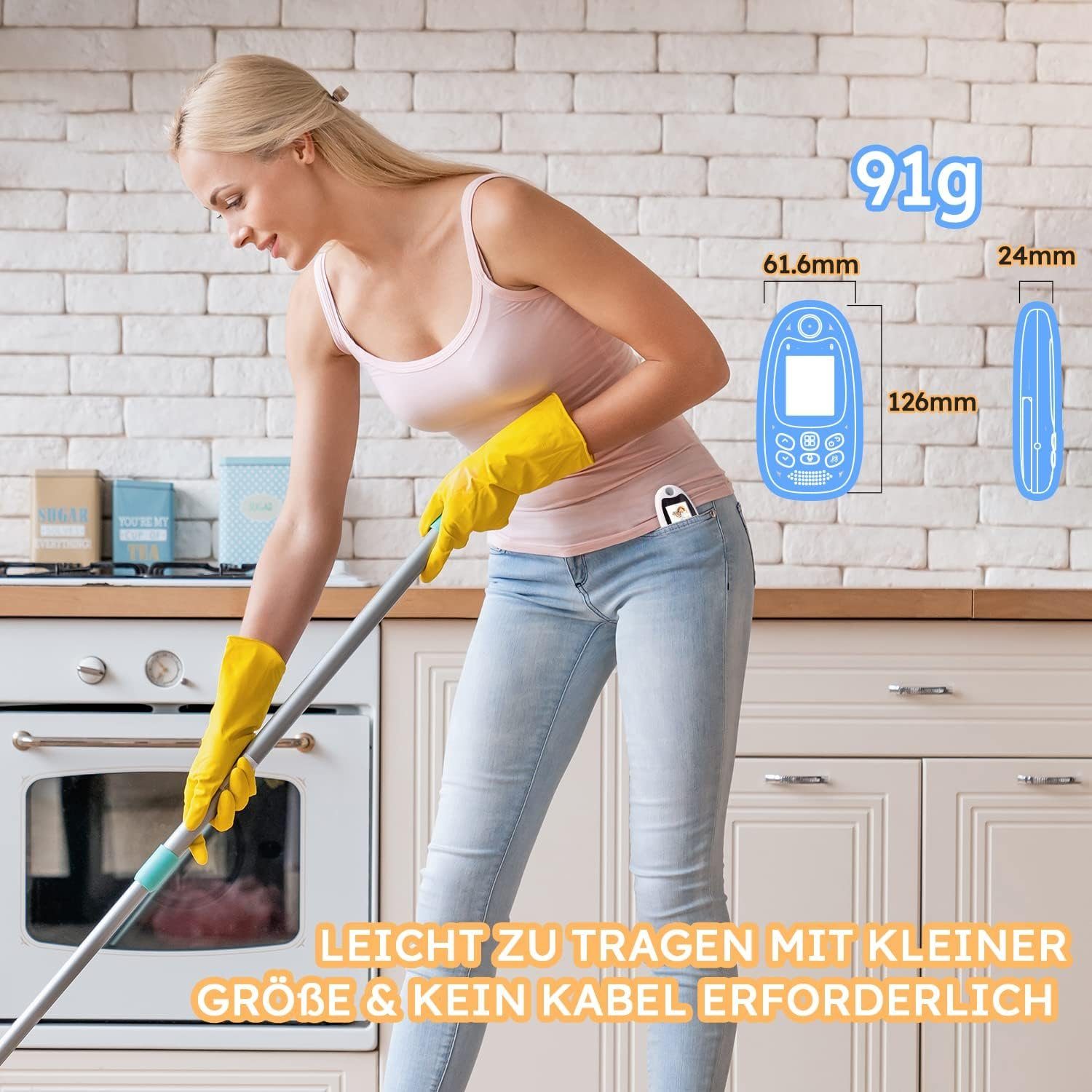 Boifun Babyphone Babyphone mit Kamera Tragbares Vox-Funktion Temperatursensor Monitor, Fütterungserinnerung,Temperaturerkennung,wiederaufladbaren,Tragbares, Intelligentes 2,4 Ghz Zwei-Wege-Gespräch 300M Signalreichweite, Nachtsicht,2.0