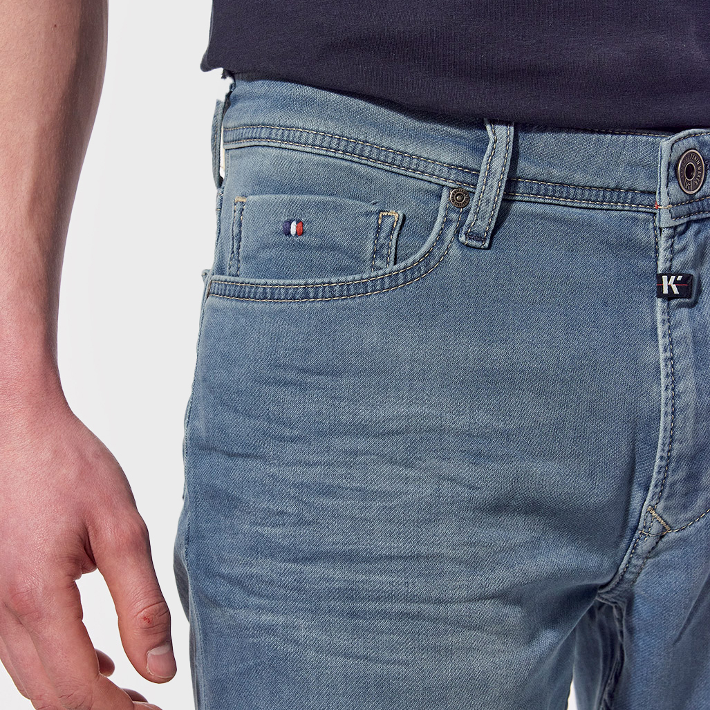 VIXTO  Bermuda en jean straight Homme bleu clair délavé