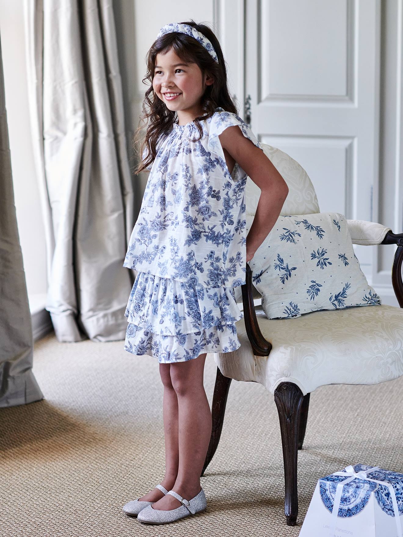 Blouse de cérémonie motif poétique fille écru