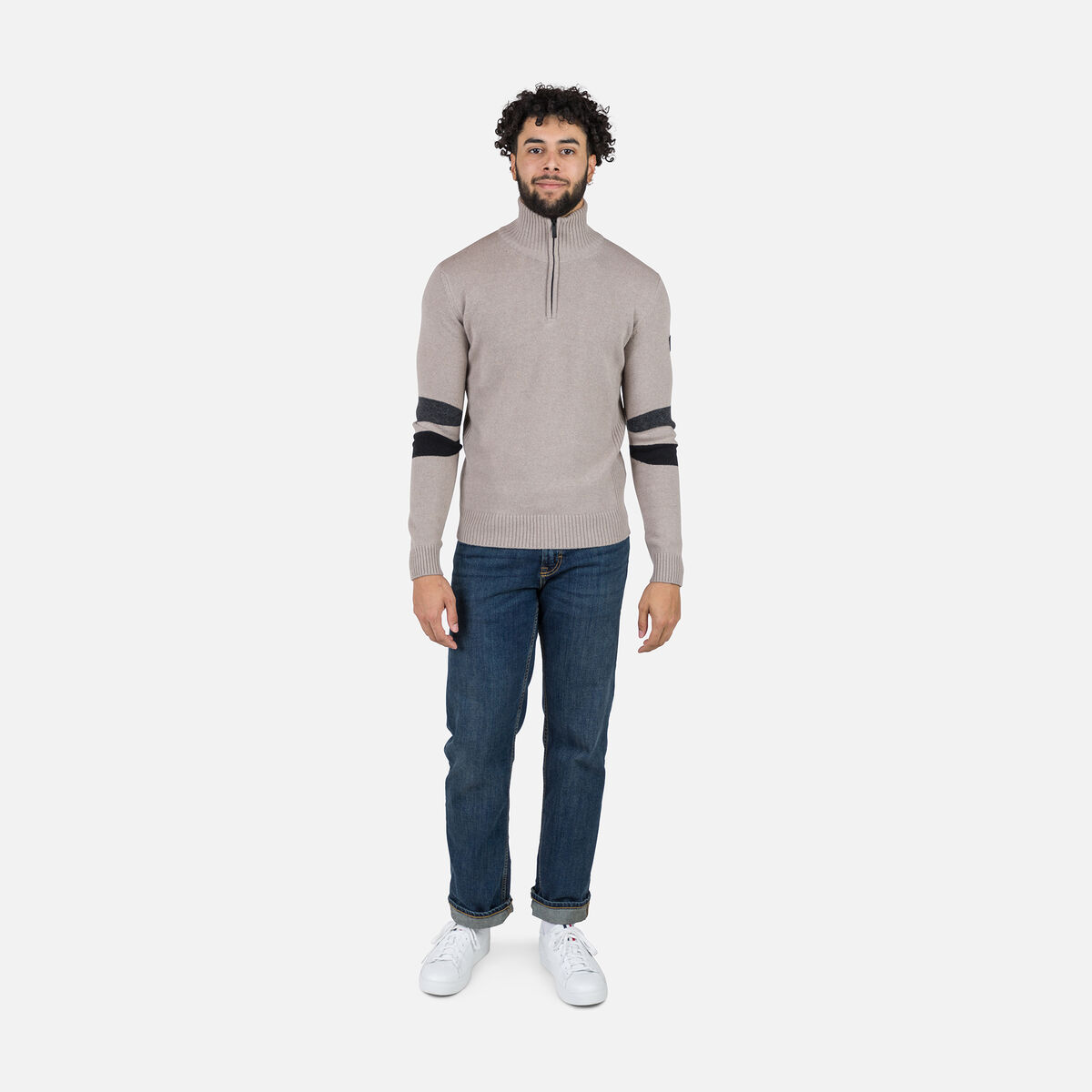 Herrenstrickpullover mit halblangem Reißverschluss Signature