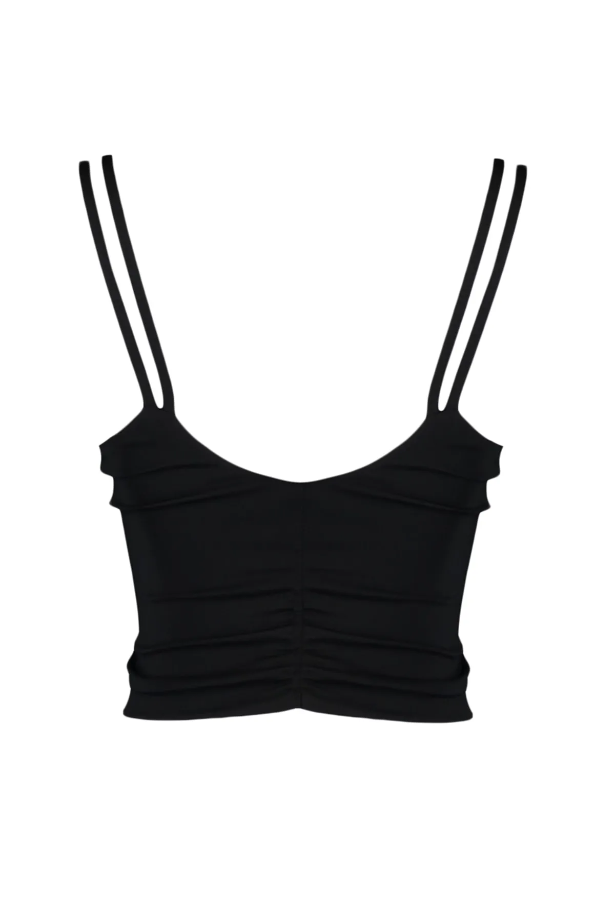Trendyol Collection  Schwarzer Strick-Sport-BH mit V-Ausschnitt und doppelten Trägern, unterstützt/styling TWOAW23SS00041