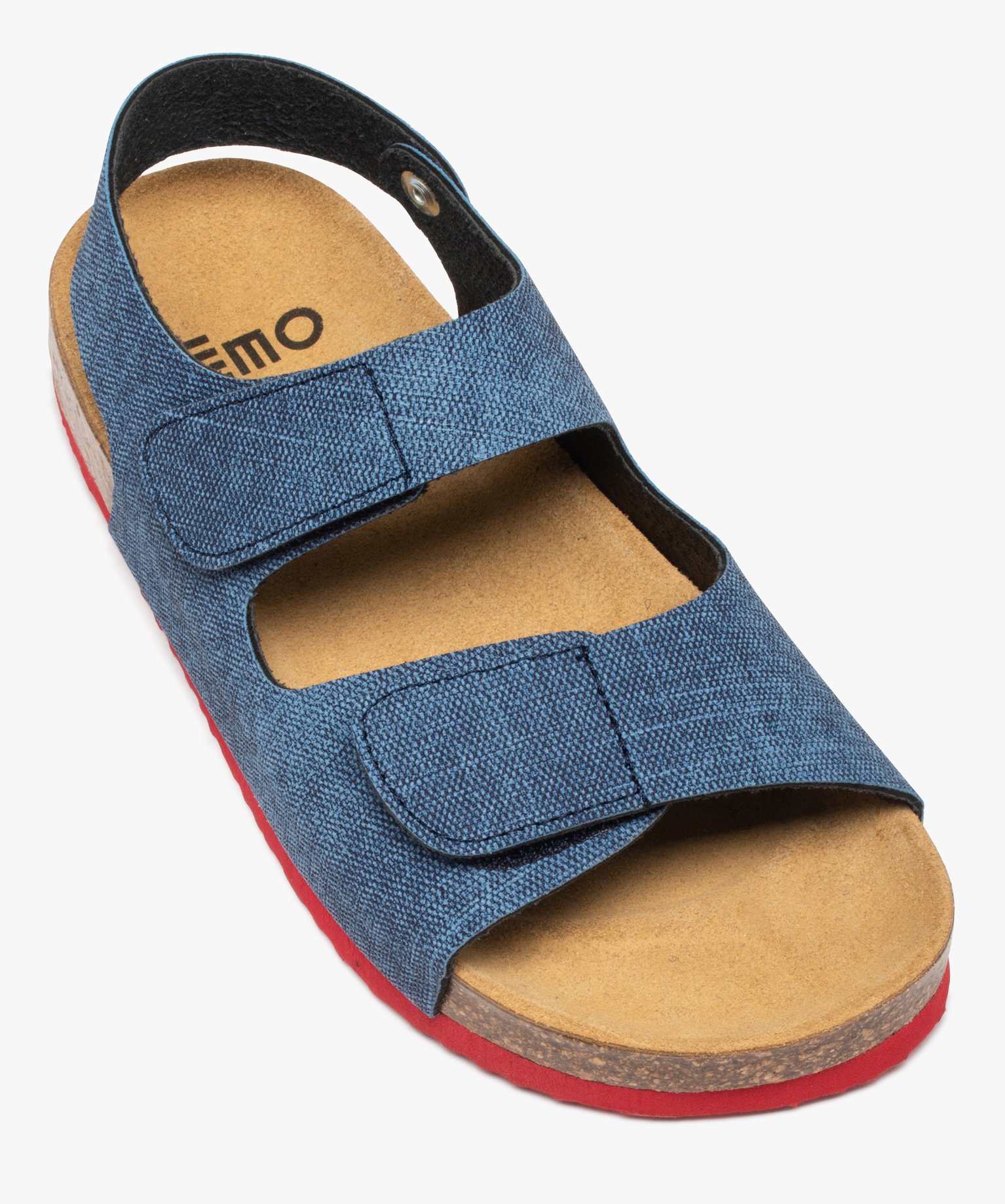 Sandales Garçon imitation denim à brides scratch bleu | GEMO