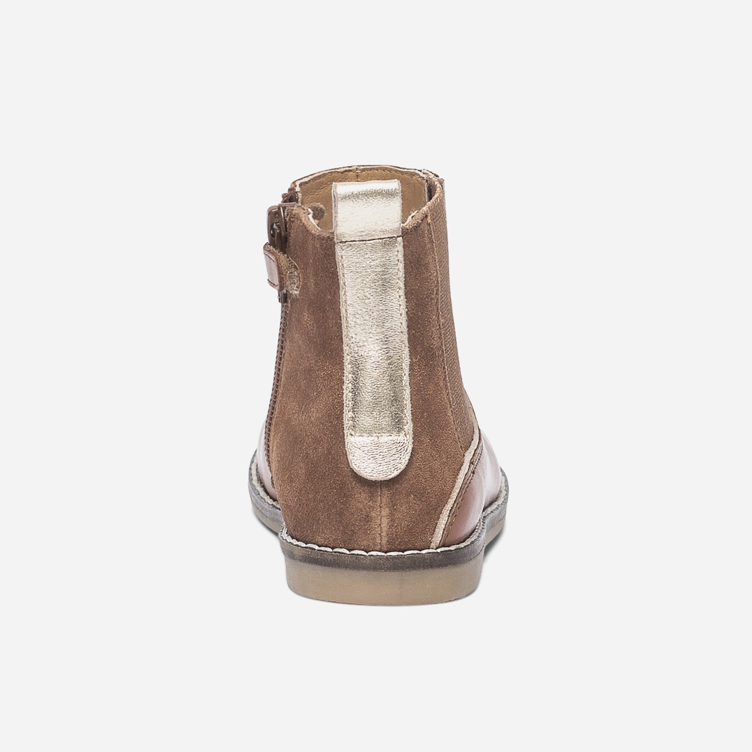 Chelsea boots camel et or en cuir