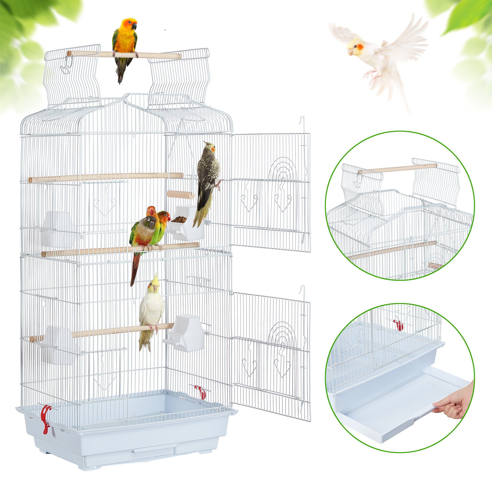 Yaheetech Vogelkäfig Vogelvoliere, Vogelhaus für Papagei Wellensittich