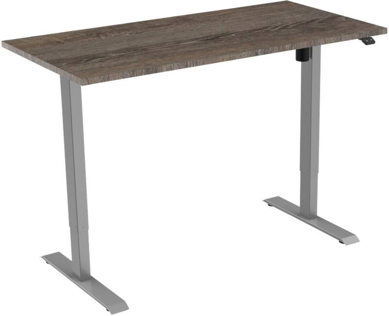euroseats Logan Rechteckig Elektrisch Höhenverstellbar Sitz-Stehschreibtisch Eiche Silber Grau 1.600 x 800 x 750 - 1.235 mm