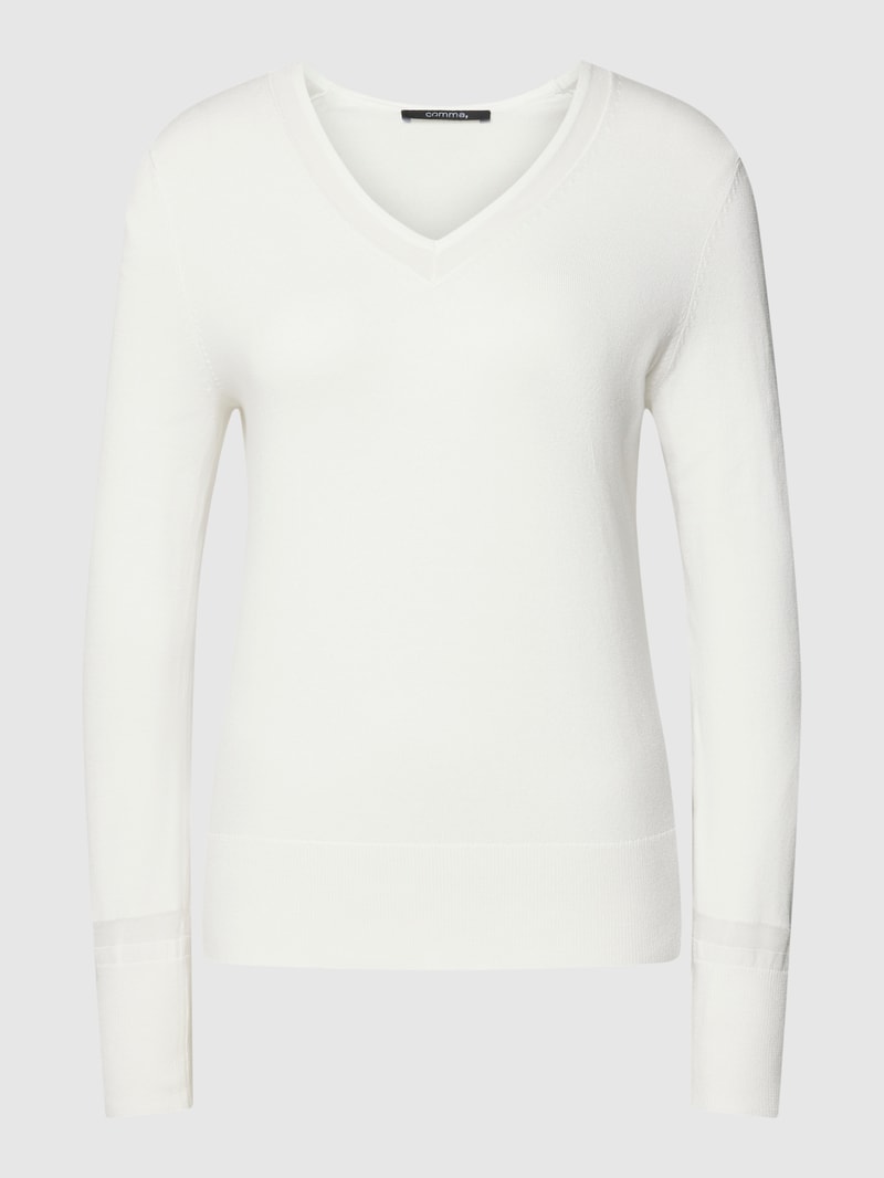 Strickpullover mit V-Ausschnitt in weiß