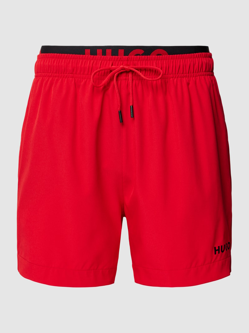 Badehose mit Label-Print Modell 'FLEX' in rot