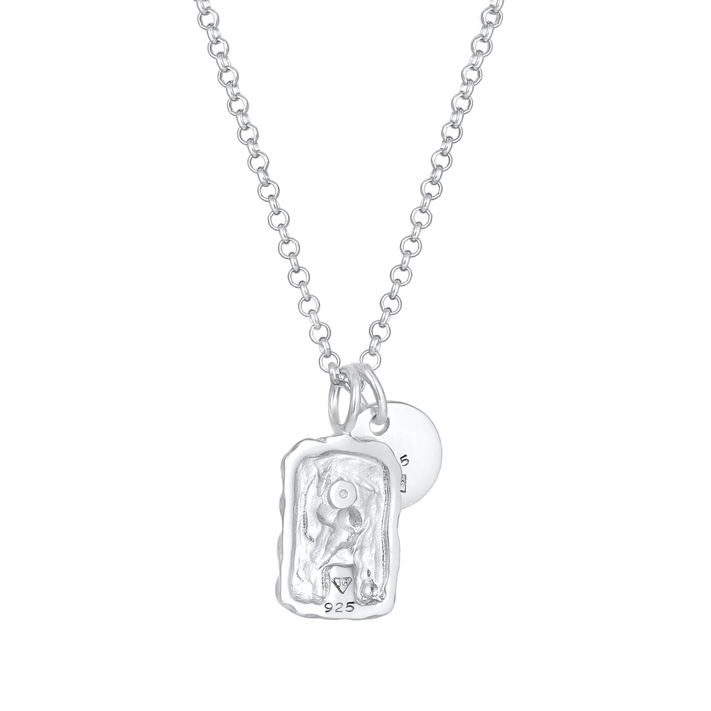 Elli Elli Collier Plättchen Rechteck Geo Organic Look 925 Silber Bijoux