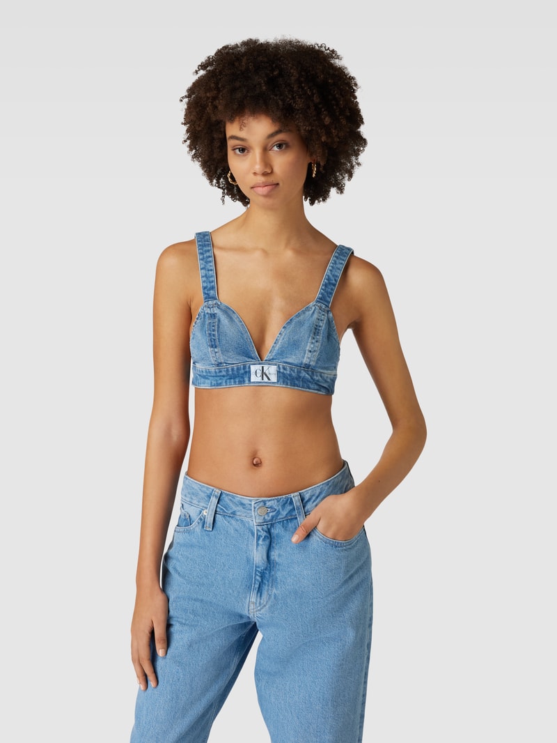 Jeans-Top mit Label-Patch in jeans