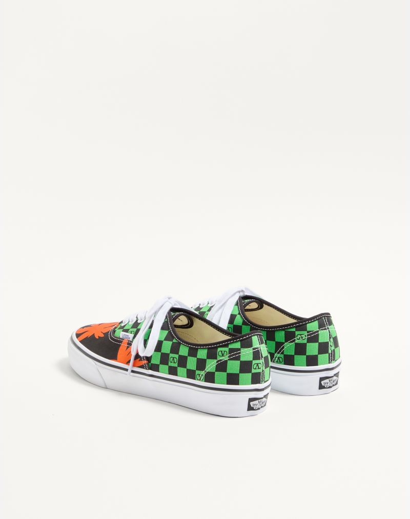 Sneaker Low-Top Valentino Garavani And Vans In Tessuto Con Stampa VLogo Checkerboard E Stampa Tropical Leaves