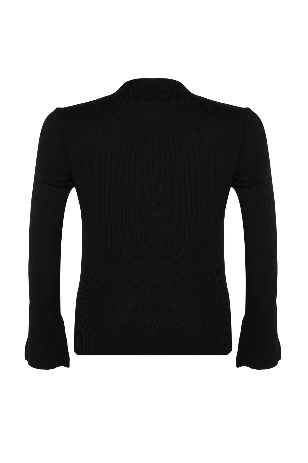 Trendyol Curve  Schwarzer Rollkragenpullover, schlichte, figurbetonte Polyelite-Strickbluse in Übergröße TBBAW24AF00021