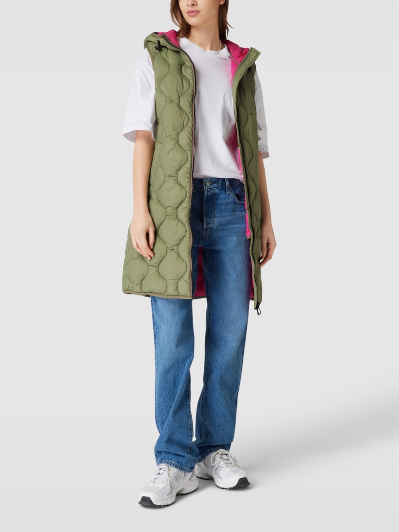 Steppweste mit Kapuze in khaki