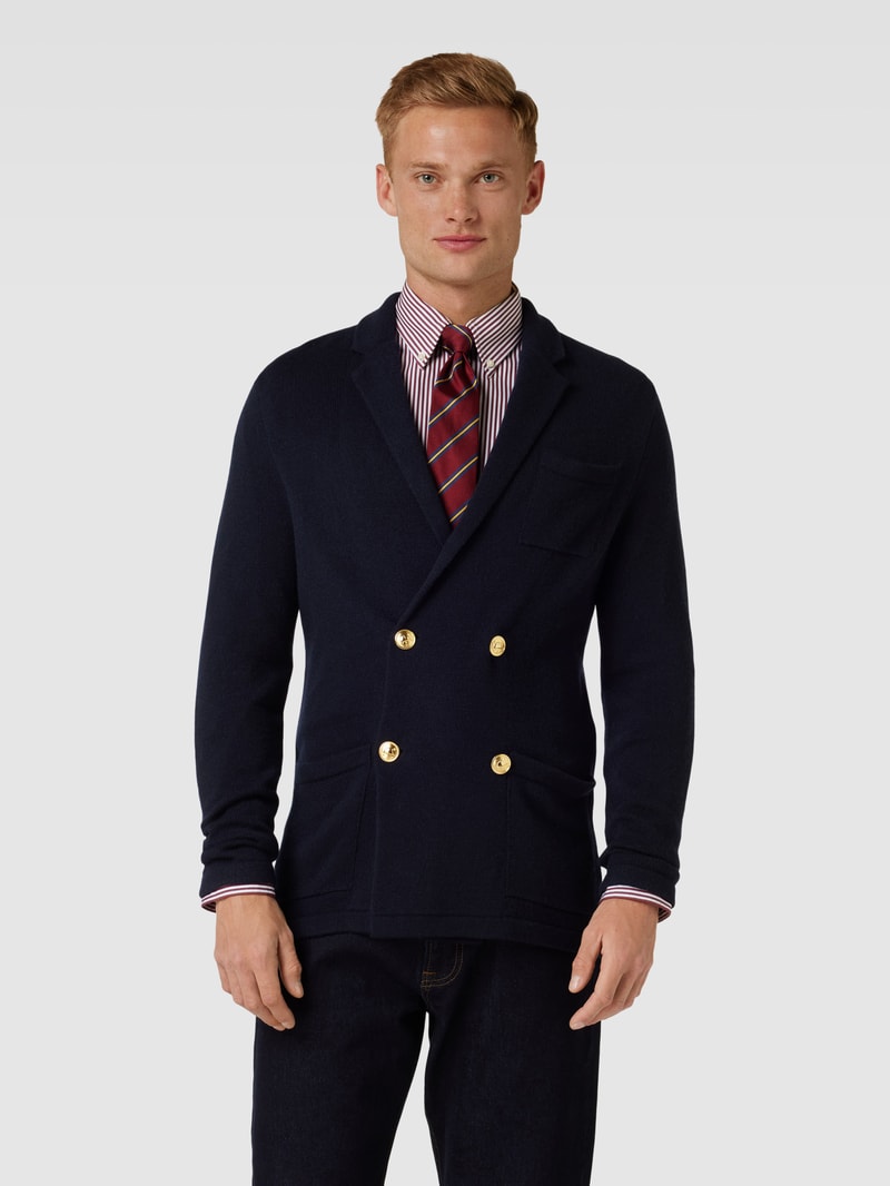 Strickjacke aus Kaschmir mit Reverskragen in marineblau