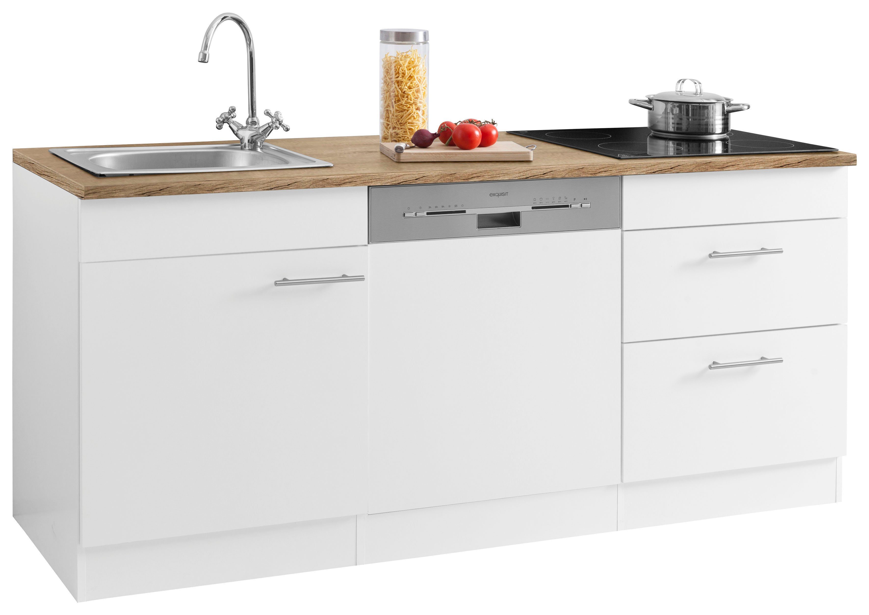 OPTIFIT Küchenzeile Mini, mit E-Geräten, Breite 180 cm, mit 28 mm starker Arbeitsplatte