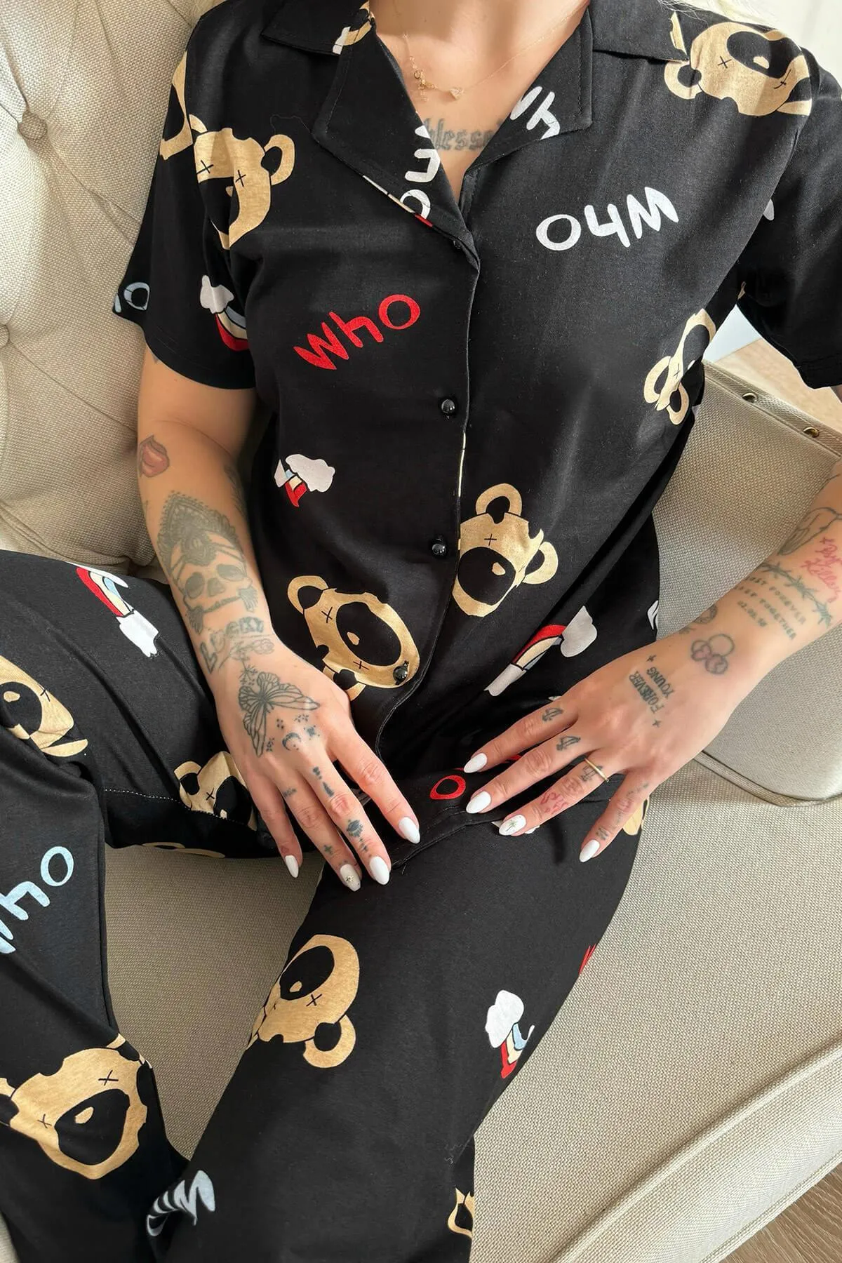 Pijamaevi  Pyjama set - Schwarz - Unifarben