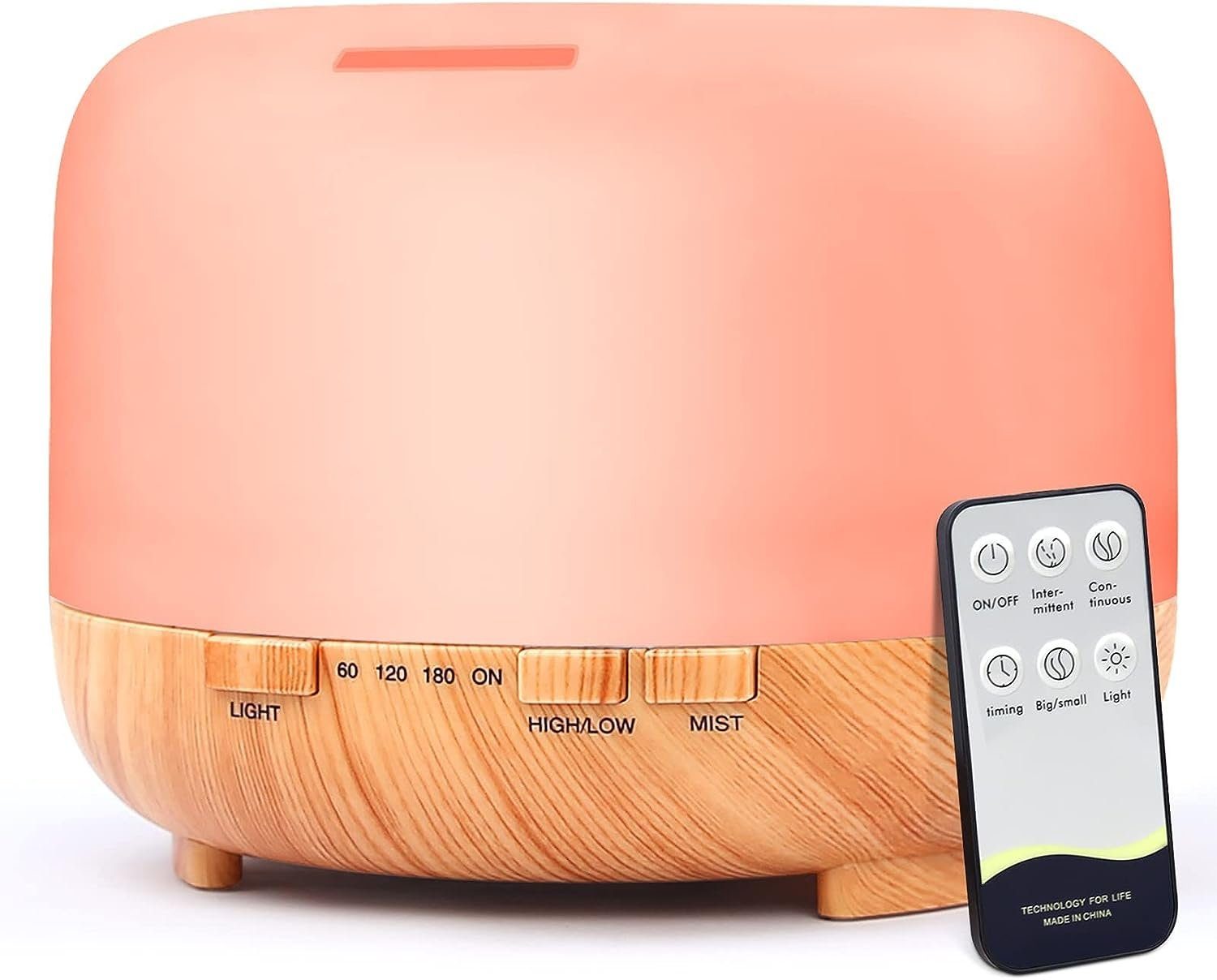 AKKEE Diffuser 500ml Aroma Diffuser, Ultraschall Aromatherapie Diffuser, 0,50 l Wassertank, für Ätherische Öle, Luftbefeuchter mit Timer, Automatische Abschaltung