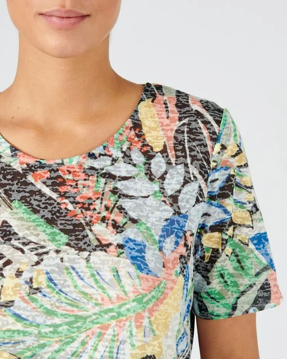 Tee-shirt manches courtes maille dévorée imprimée