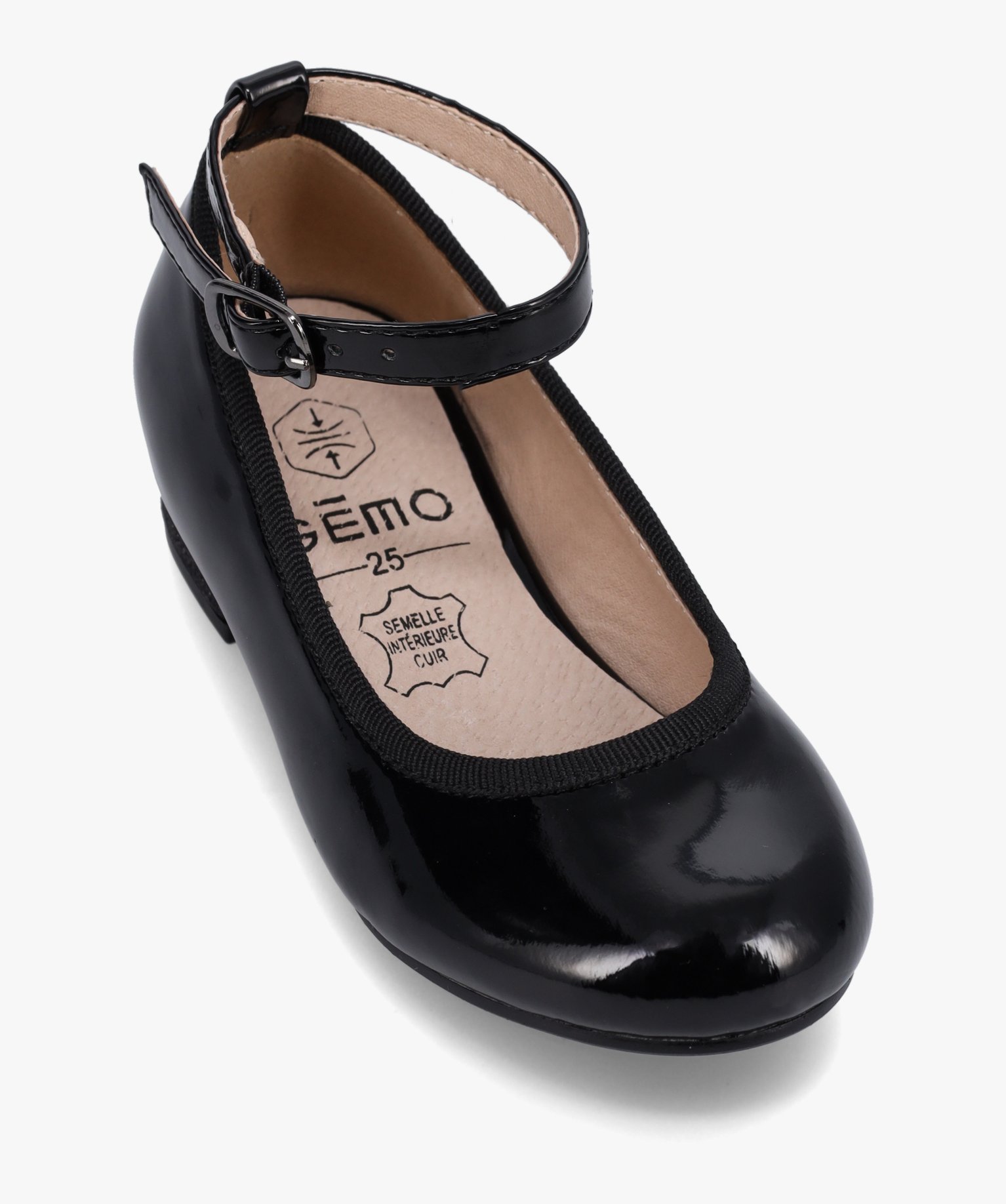 Ballerines fille vernies avec brides à la cheville noir | GEMO