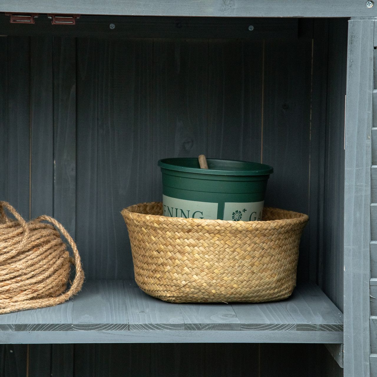 Outsunny Gartenschrank Holz Geräteschuppen Gartenhaus Geräteschrank Grau