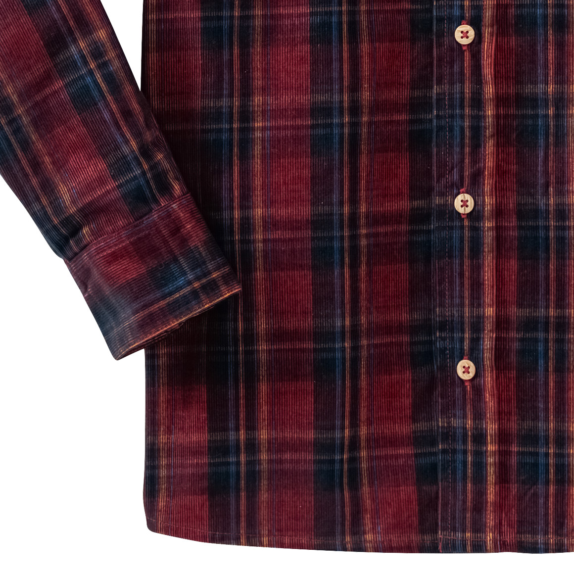 Jungen Weihnachtshemd aus Cord dunkelrot / dunkelblau