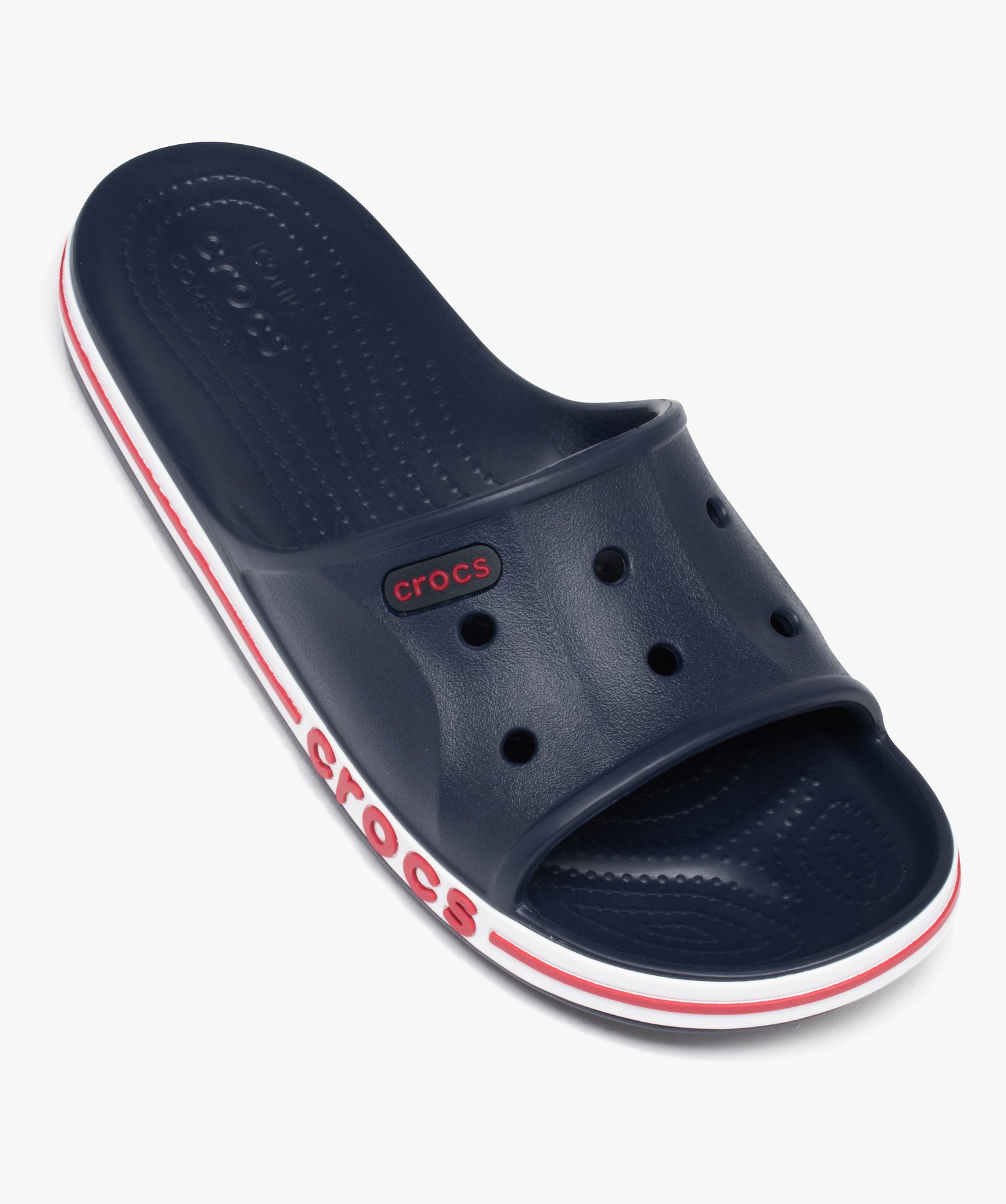 Mules de piscine homme à bandeau uni perforé - Crocs marine | GEMO