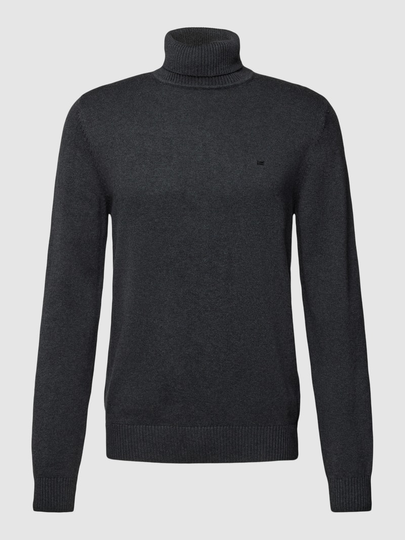 Strickpullover mit Rollkragen in dunkelgrau meliert
