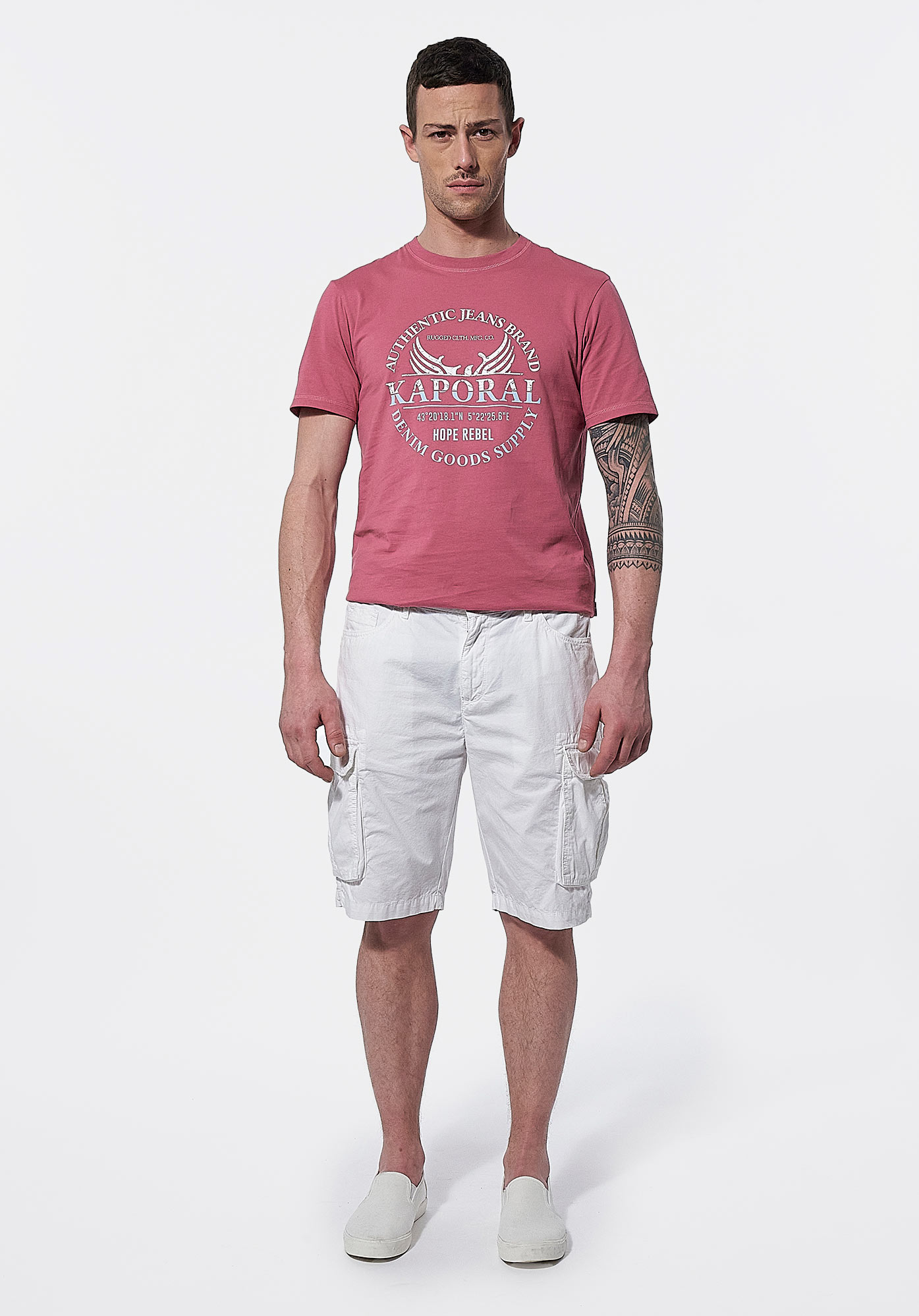 NIMES  Bermuda cargo blanc Homme en 100% coton