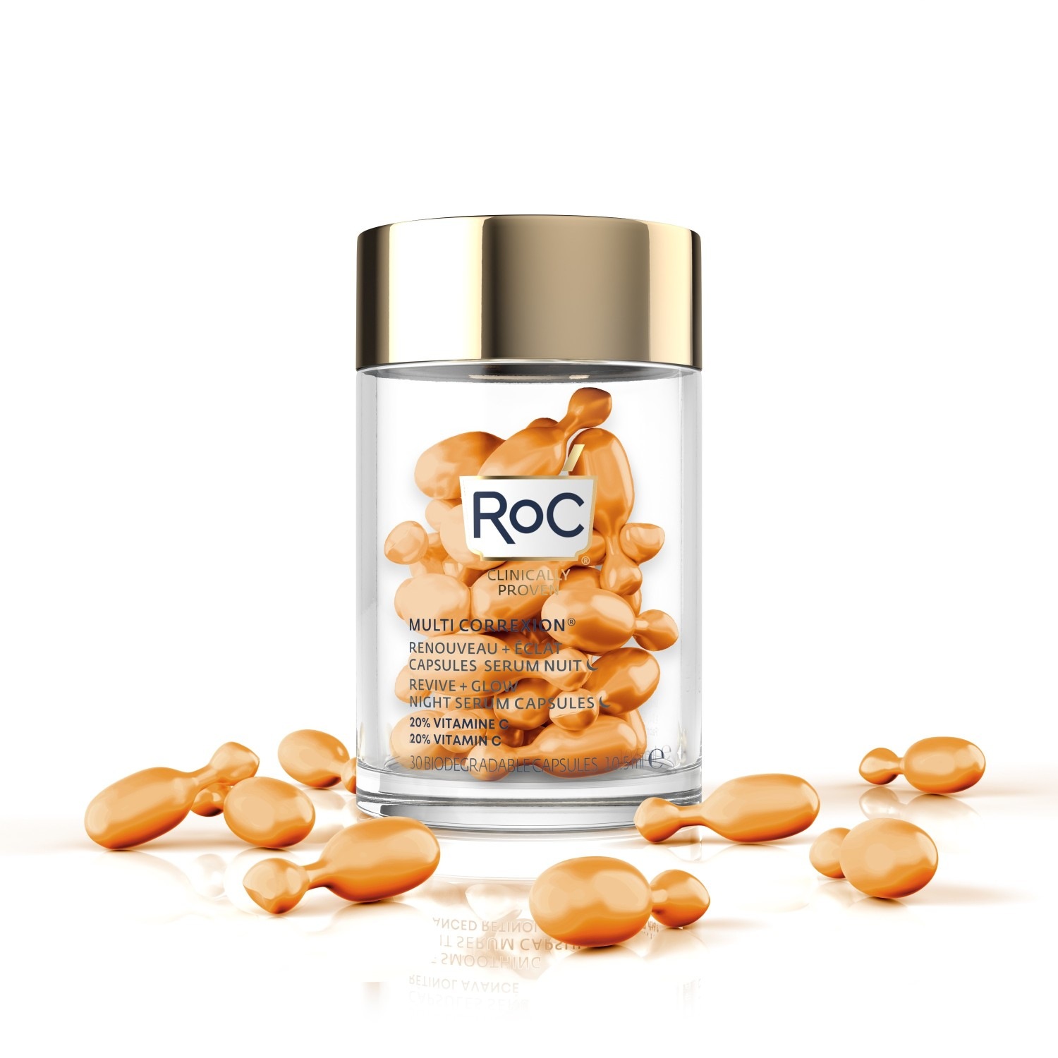 RoC RoC Obnovitveni + Sijoči nočni serum v kapsulah 30 kapsul