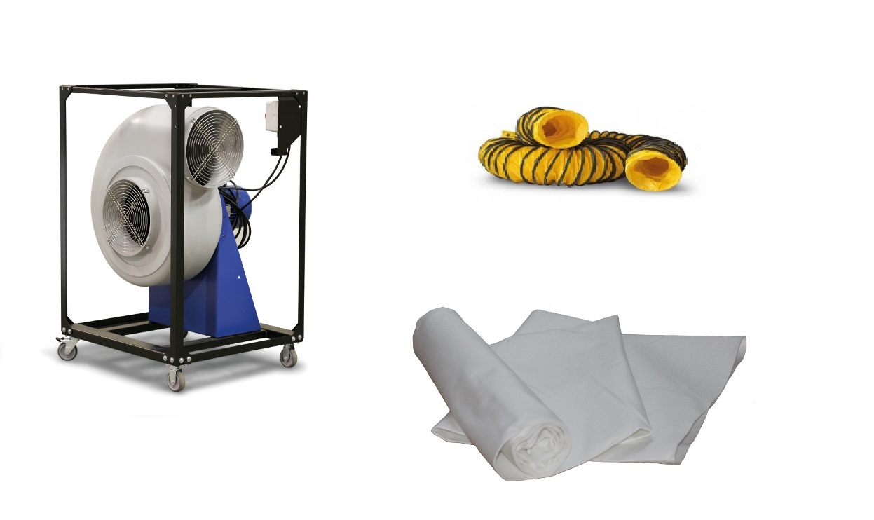 Dryfast TFV300LSAU Radiální ventilátor s 1 prachovým sáčkem a 1 hadicí pro transport vzduchu 10 metrů