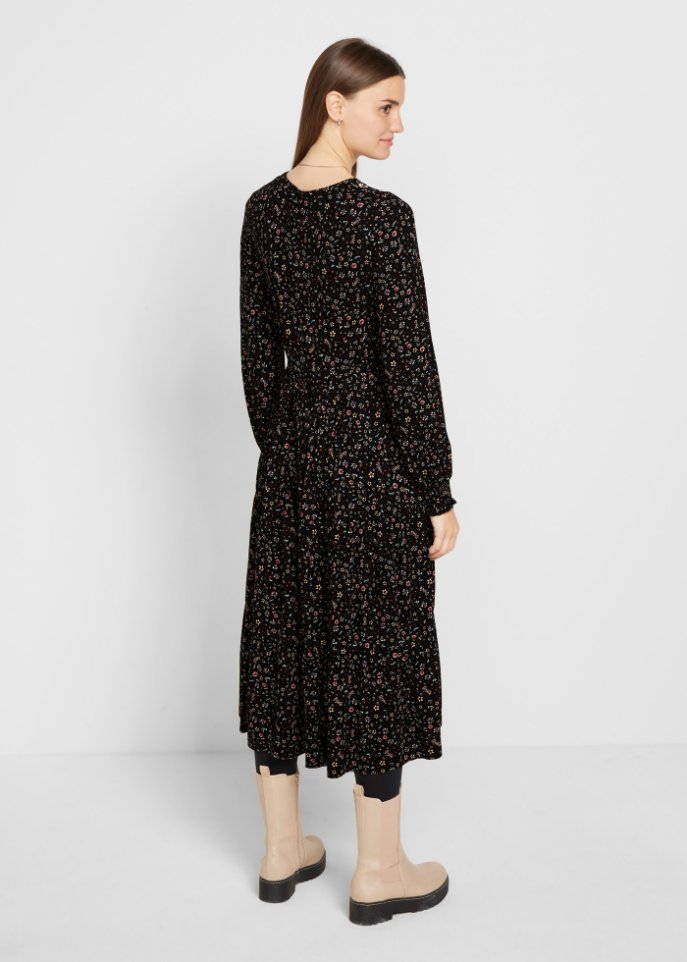 Jerseykleid aus Viskose mit Bindeband, mittellang
