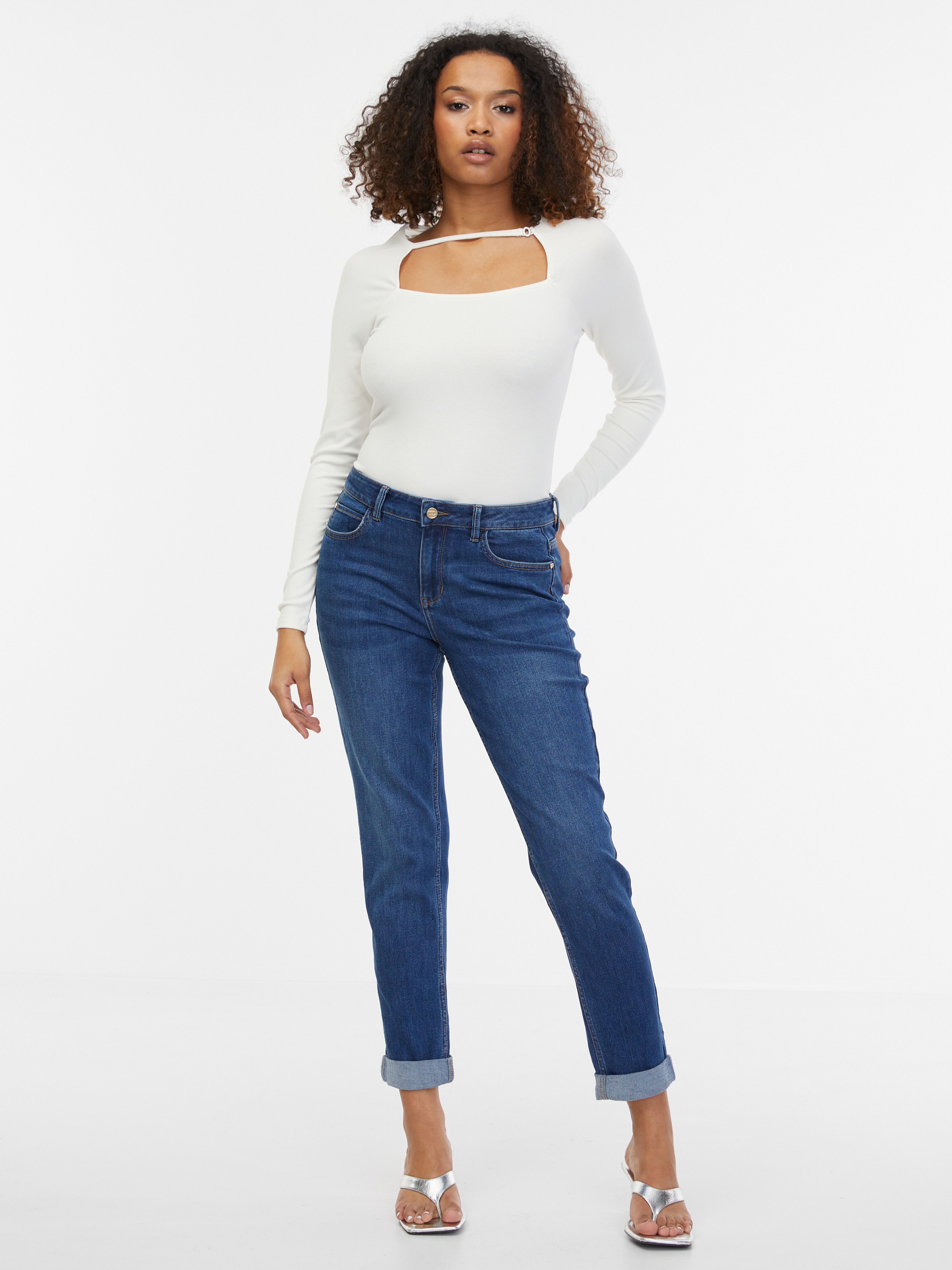 Dunkelblaue Damen-Boyfriend-Jeans ORSAY