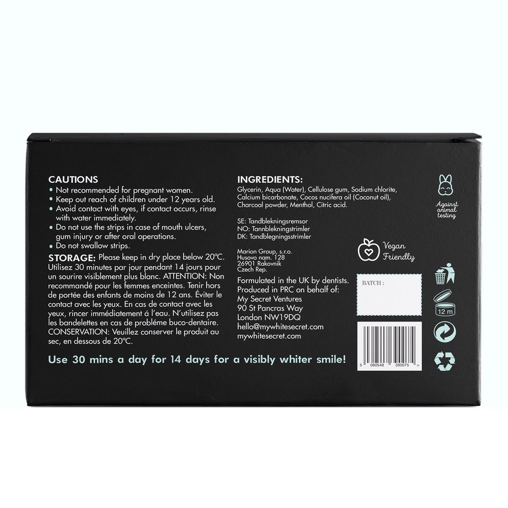 My White Secret Charcoal teeth whitening strips Blanchisseur de dents